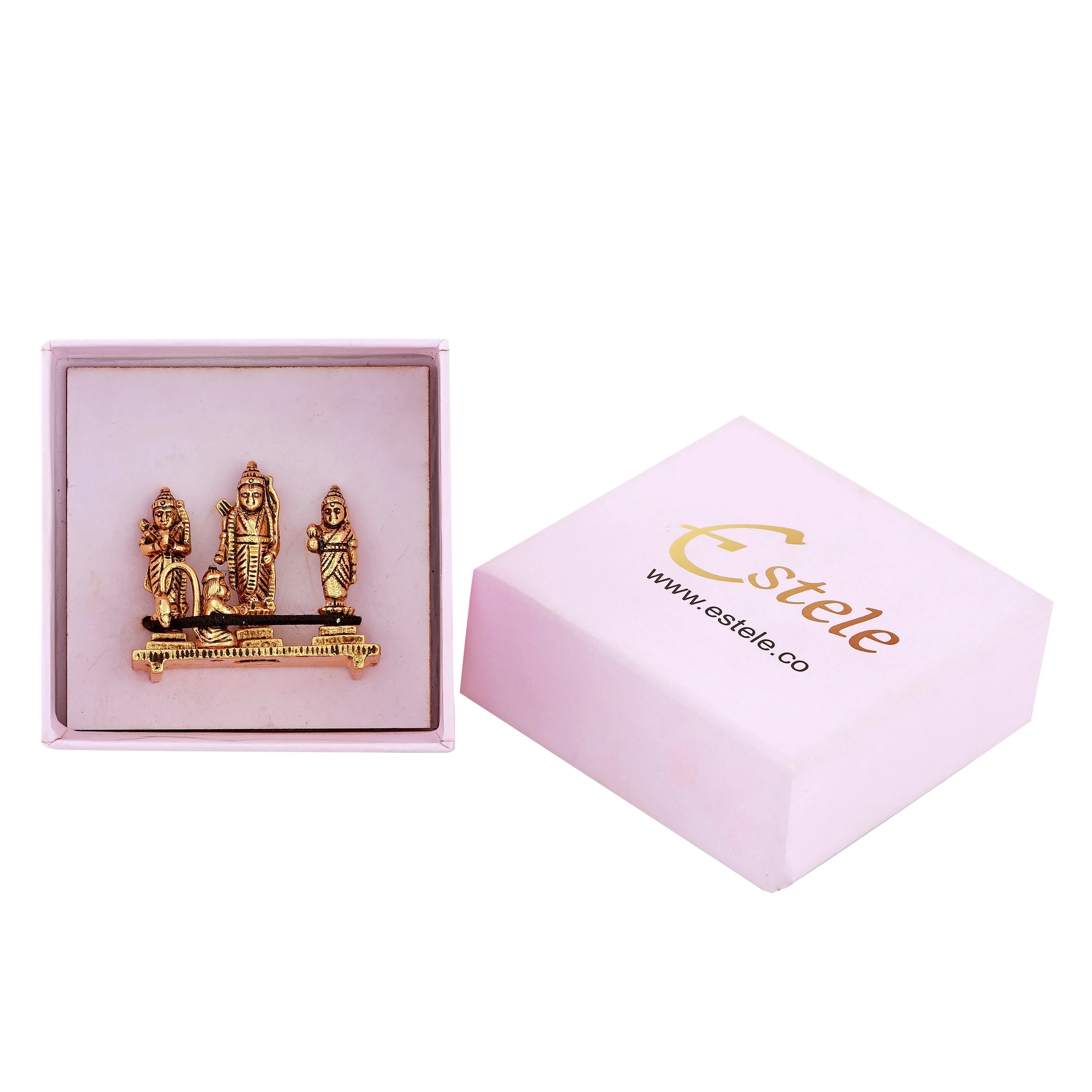 Estele Gold Plated Antique Spiritual Ram Darbar|God Ram,Laxman,Sita & Hanuman Idol For Pooja/Car Decor. - Image 5