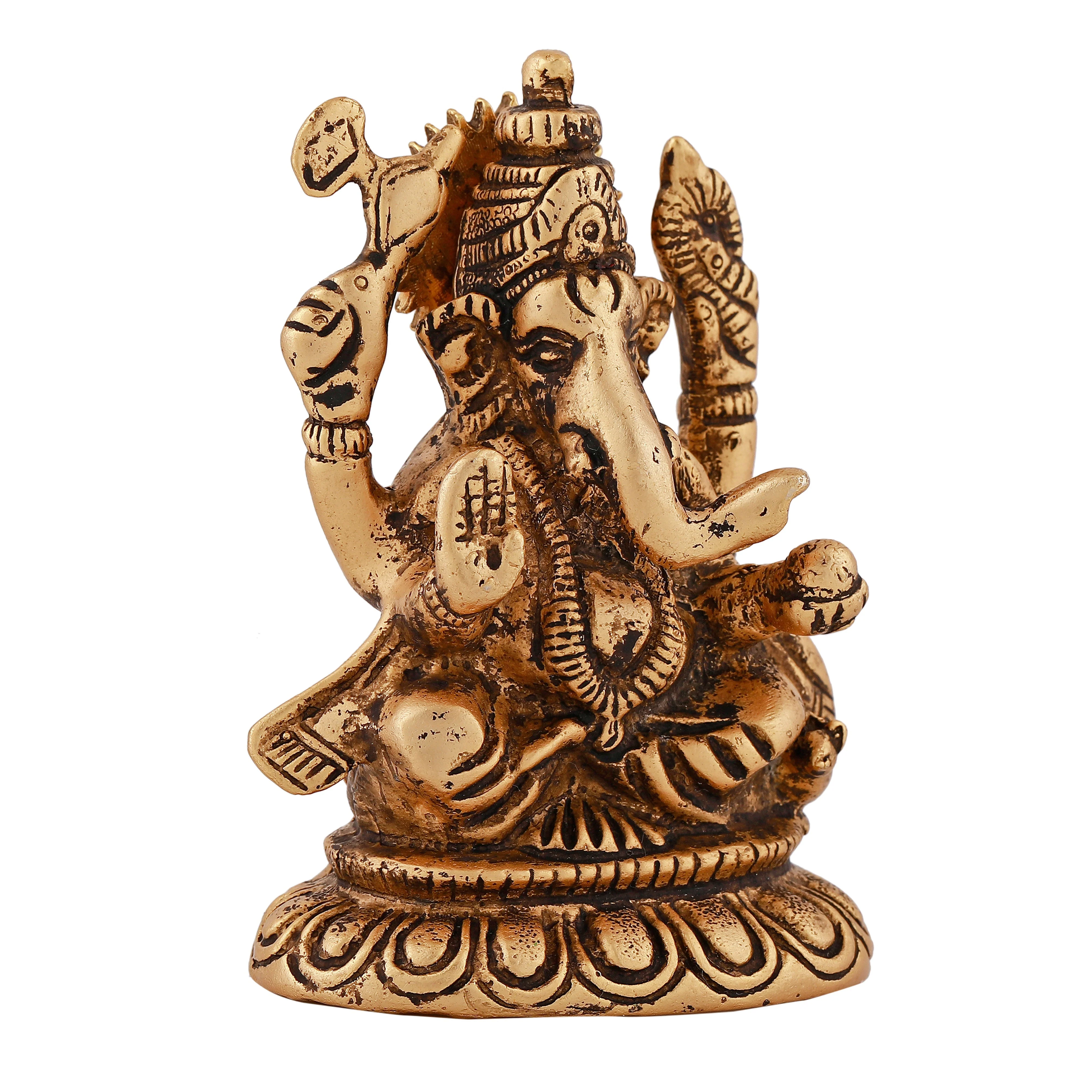 Estele Gold Plated Antique Spiritual Sharp Lord Ganesh Idol For Gifts & House Warming/Home/Office Decors. - Image 3