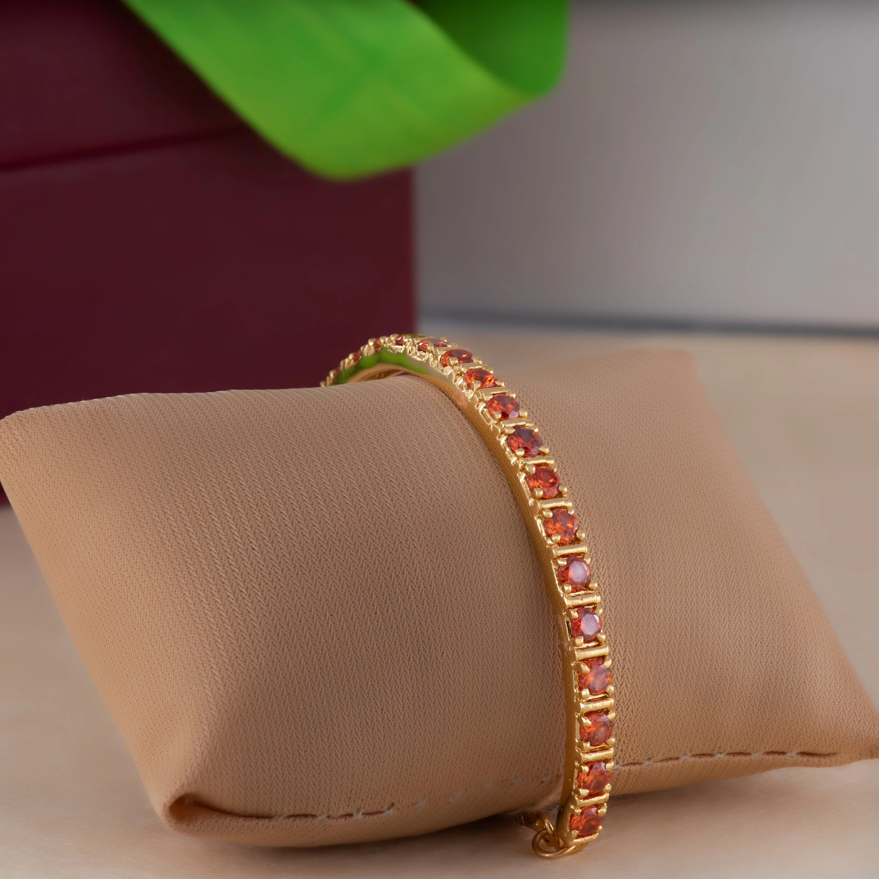 Estele Gold Plated Candy Bracelet With Orange American Diamonds Bracelet (Adjustable) - Image 10