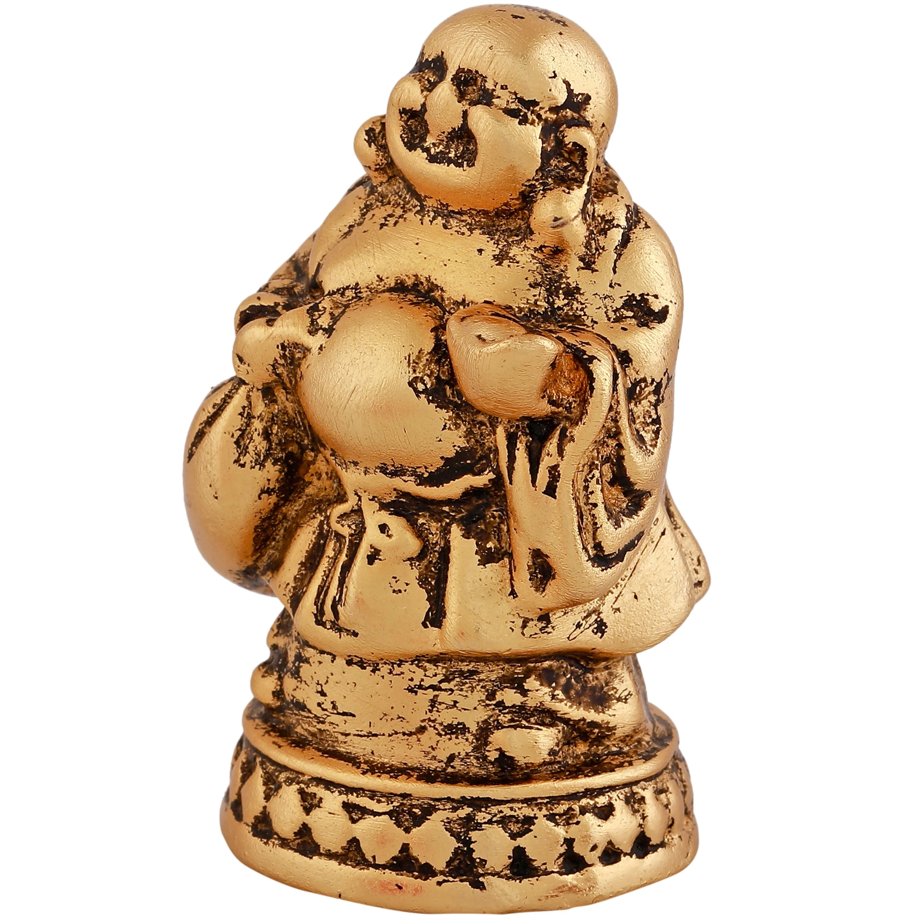 Estele Gold Plated Decorative Laughing Buddha Idol - Image 3