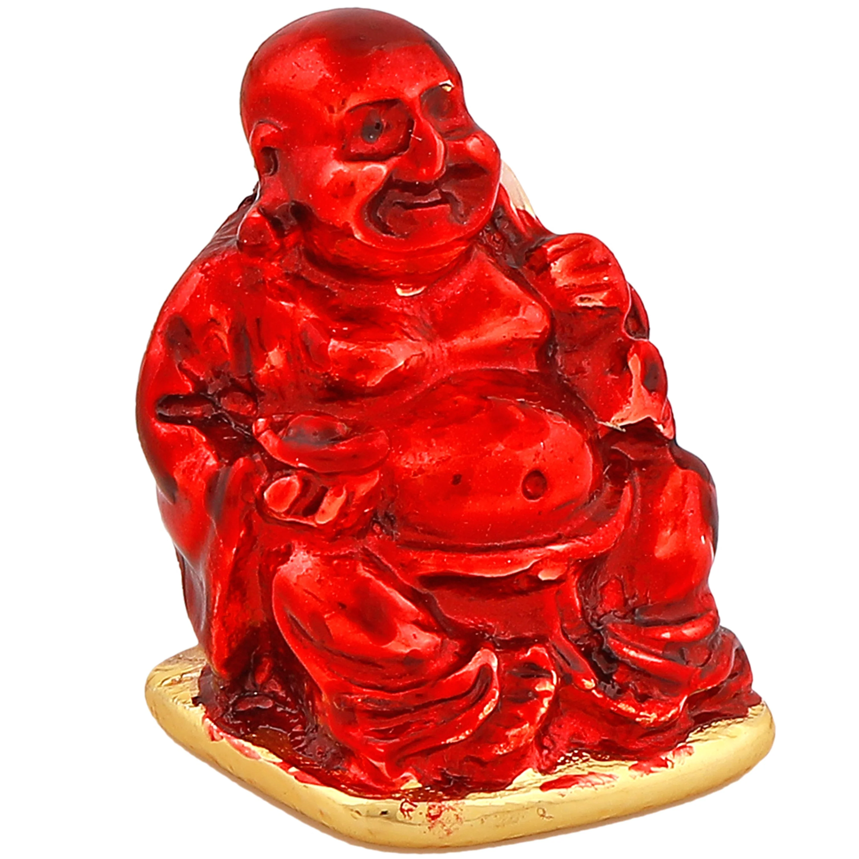 Estele Gold Plated Decorative Multi Color Enamel Laughing Buddha Idol - Image 3