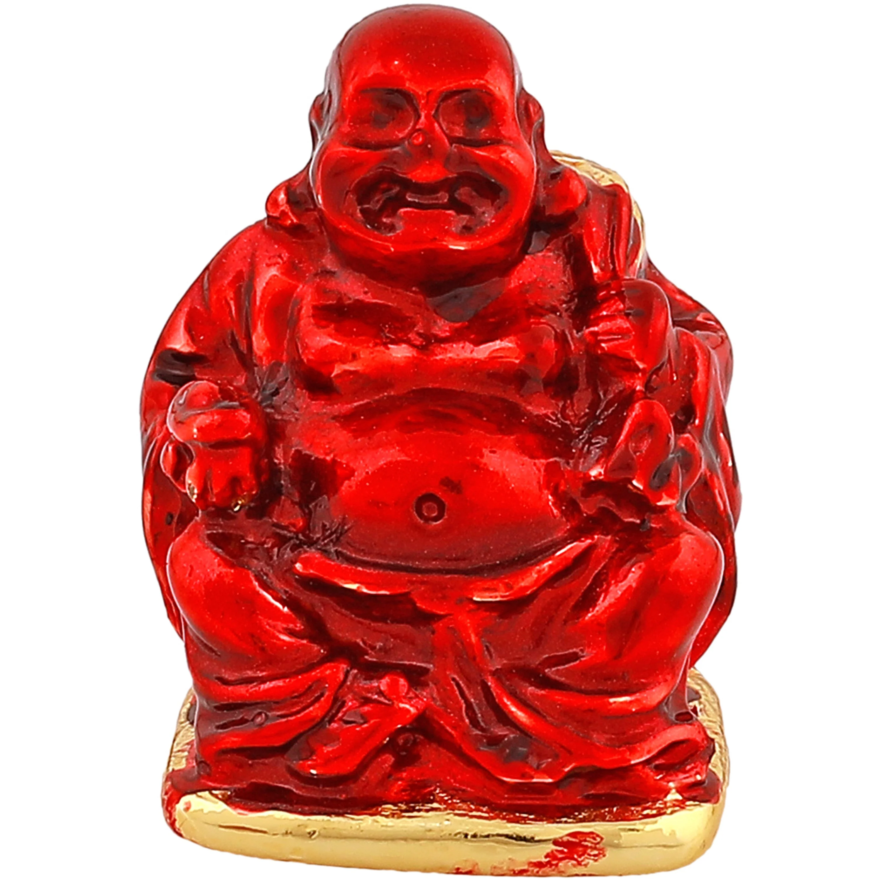 Estele Gold Plated Decorative Multi Color Enamel Laughing Buddha Idol - Image 2