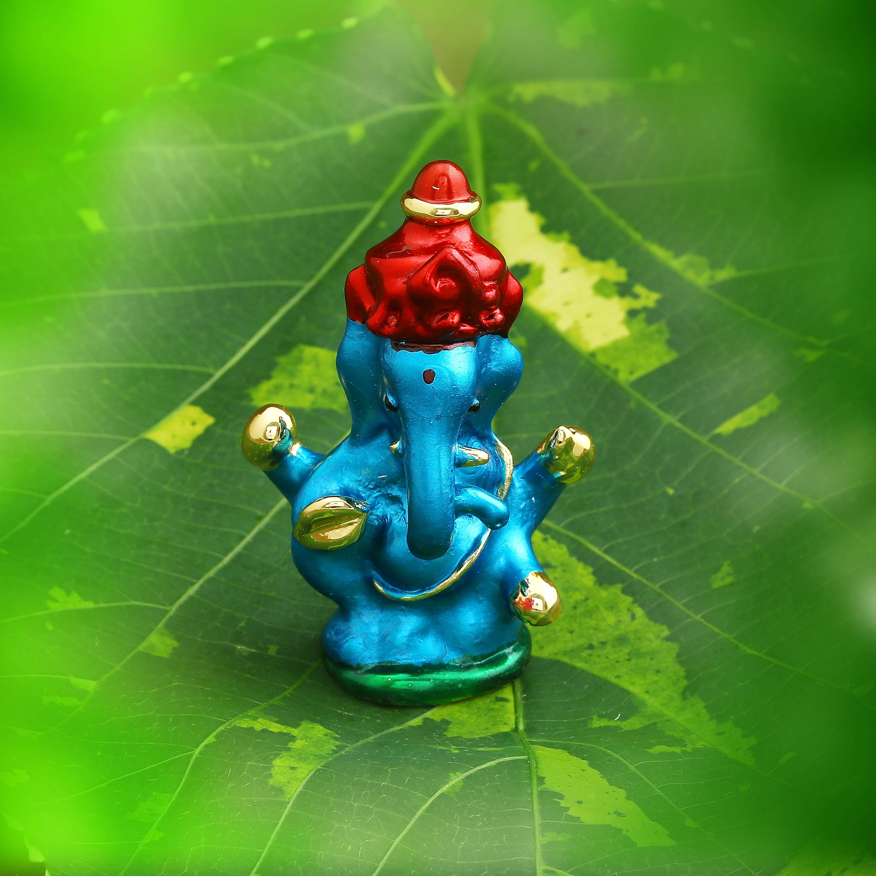 Estele Gold Plated Divine Ganesh Idol (Enamel) - Image 7