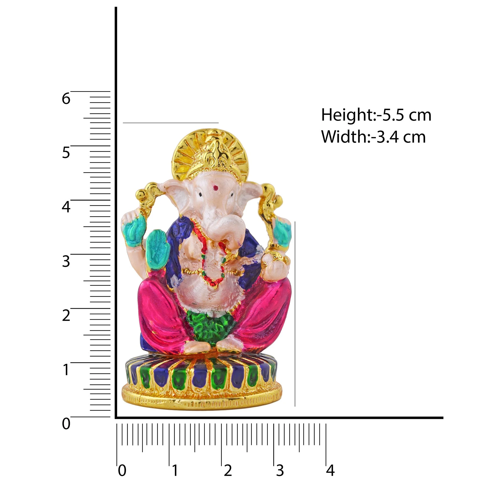 Estele Gold Plated Divine Ganesha With Multi Color Enamel Idol - Image 6