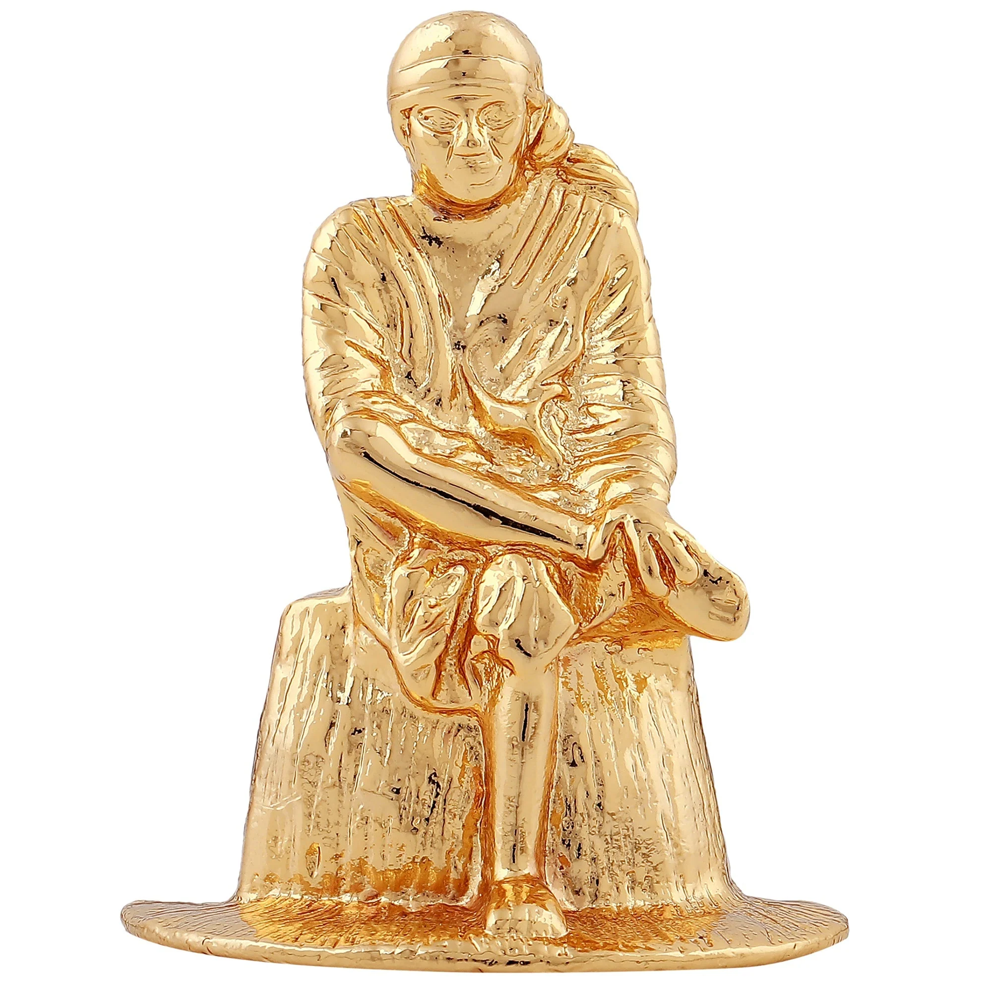 Estele Gold-Plated Divine Shirdi Sai Baba Idol With Sitting Position For Pooja/Gifts/Car Decor. - Image 2