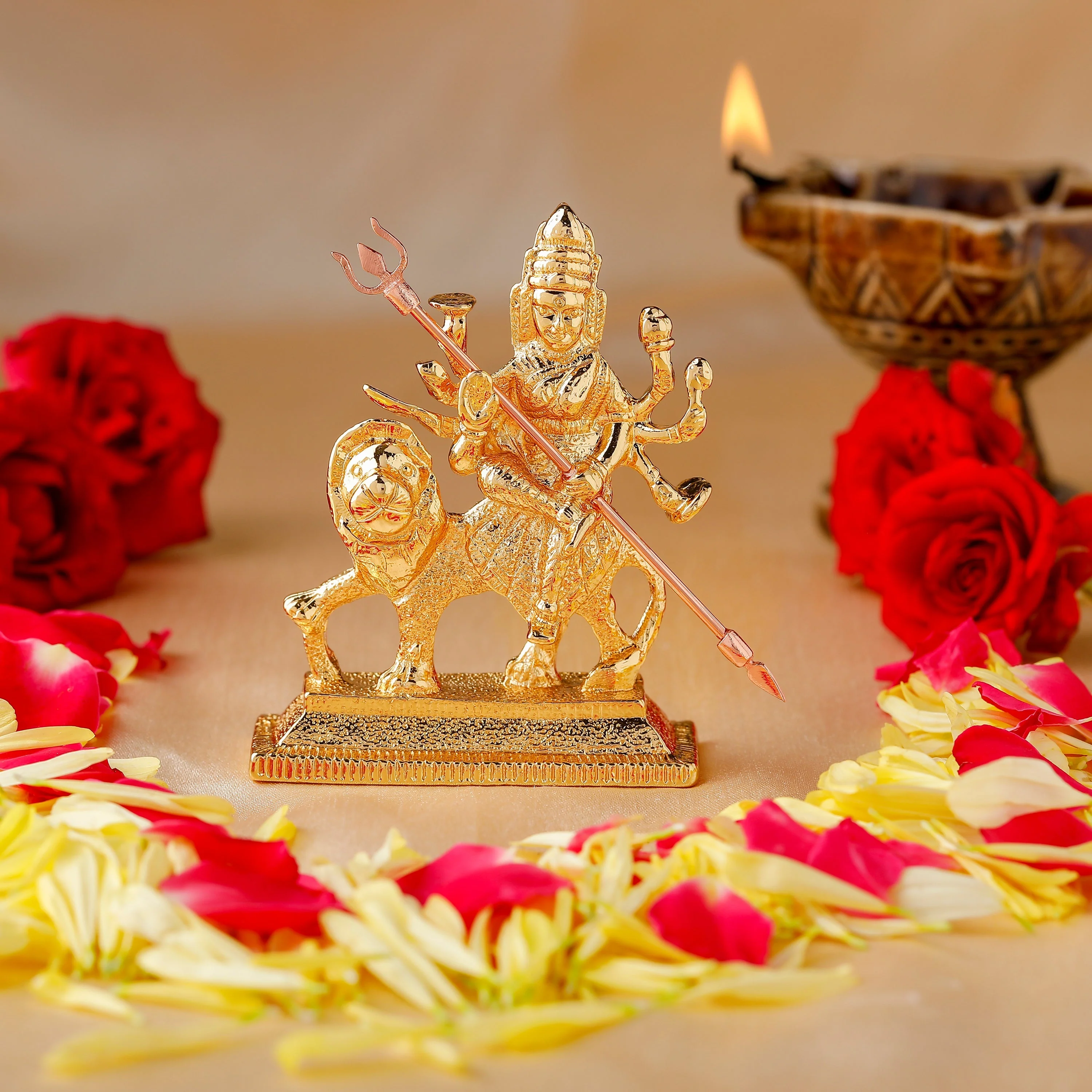 Estele Gold Plated Glorious Dhurga Maa Idol - Image 2