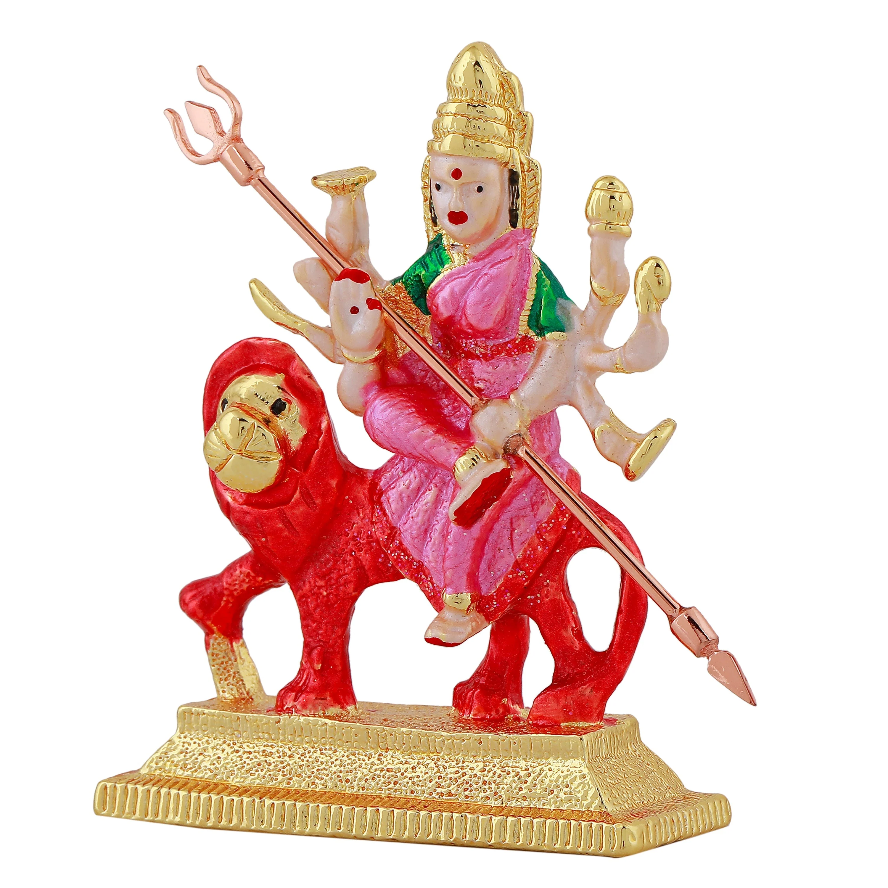 Estele Gold Plated Glorious Dhurga Maa Idol With Multi Color Enamel - Image 4