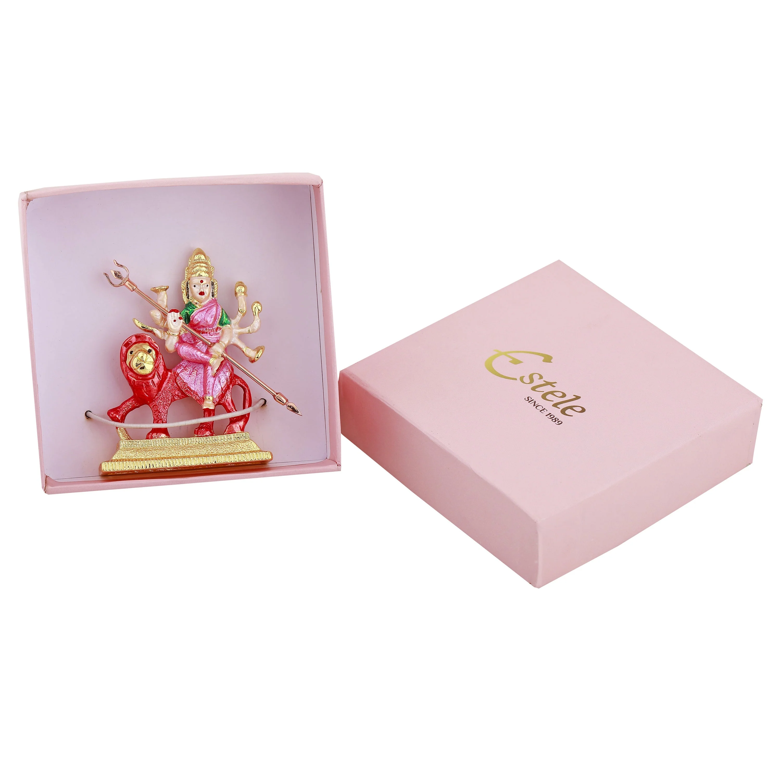 Estele Gold Plated Glorious Dhurga Maa Idol With Multi Color Enamel - Image 6