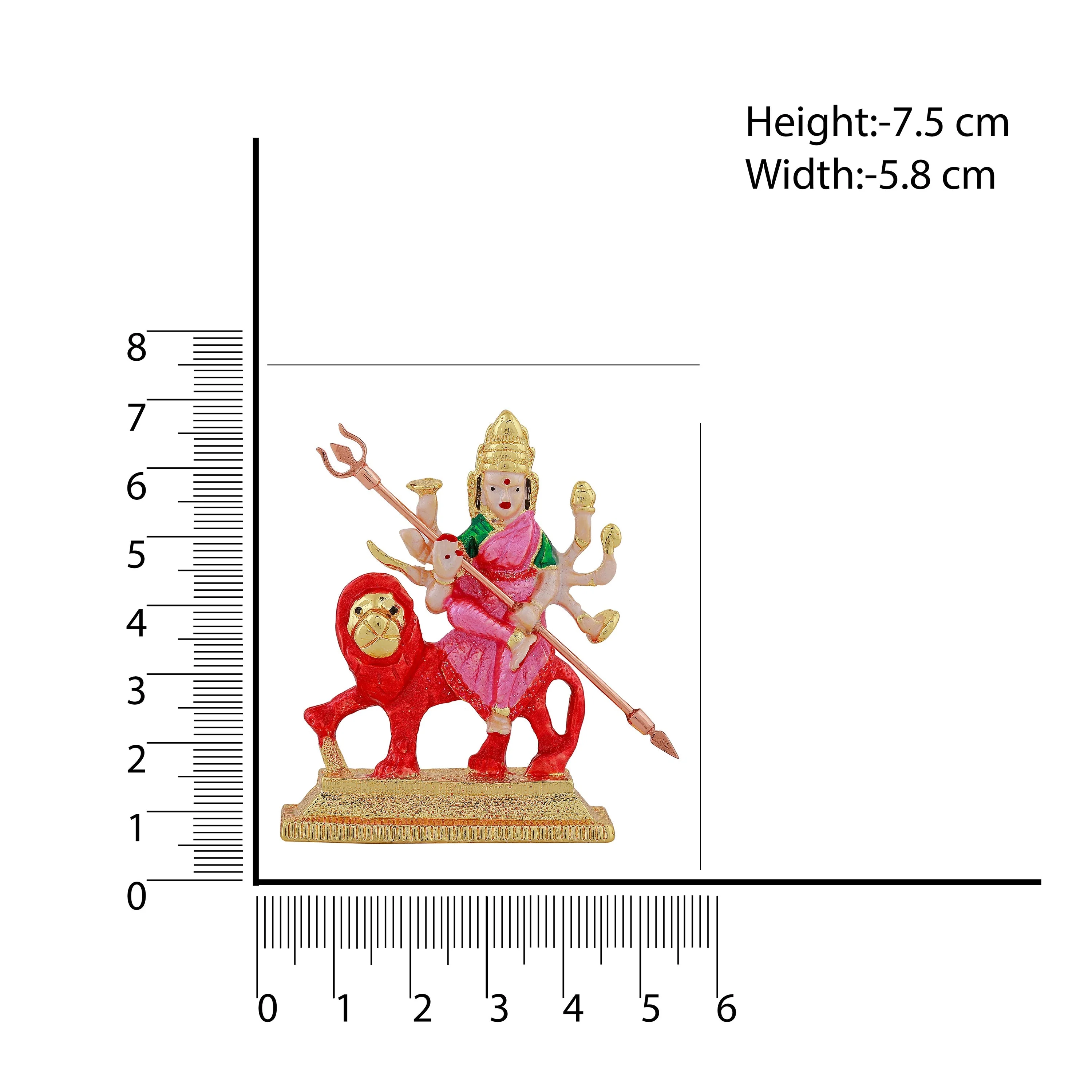 Estele Gold Plated Glorious Dhurga Maa Idol With Multi Color Enamel - Image 7