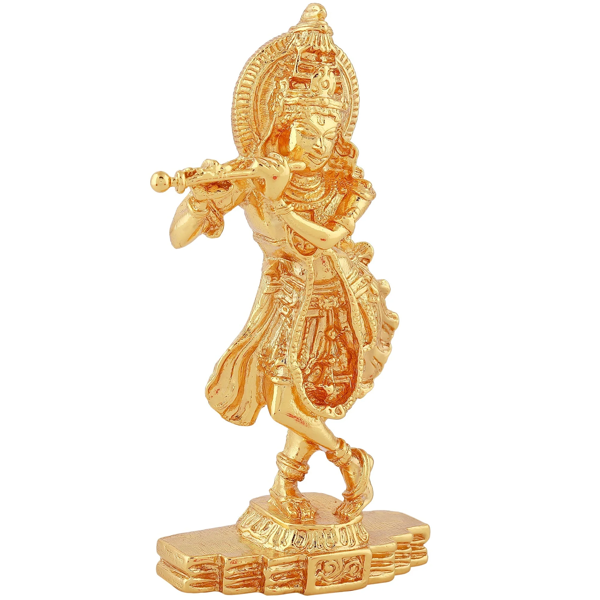 Estele Gold Plated God Of Love Sri Krishna Idol For Pooja/Car Decor. - Image 3