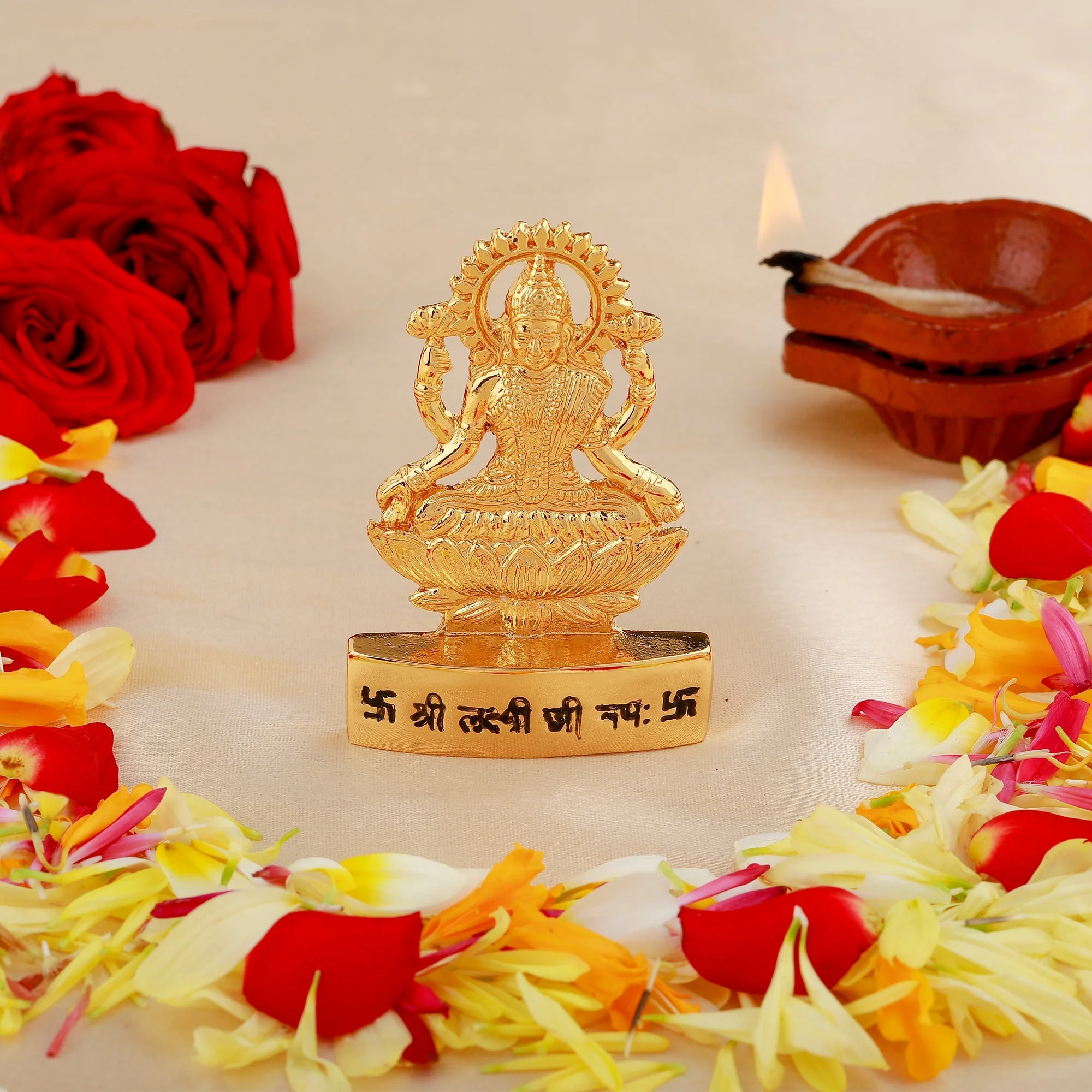 Estele Gold Plated Goddess Lakshmi Ji Idol - Image 2
