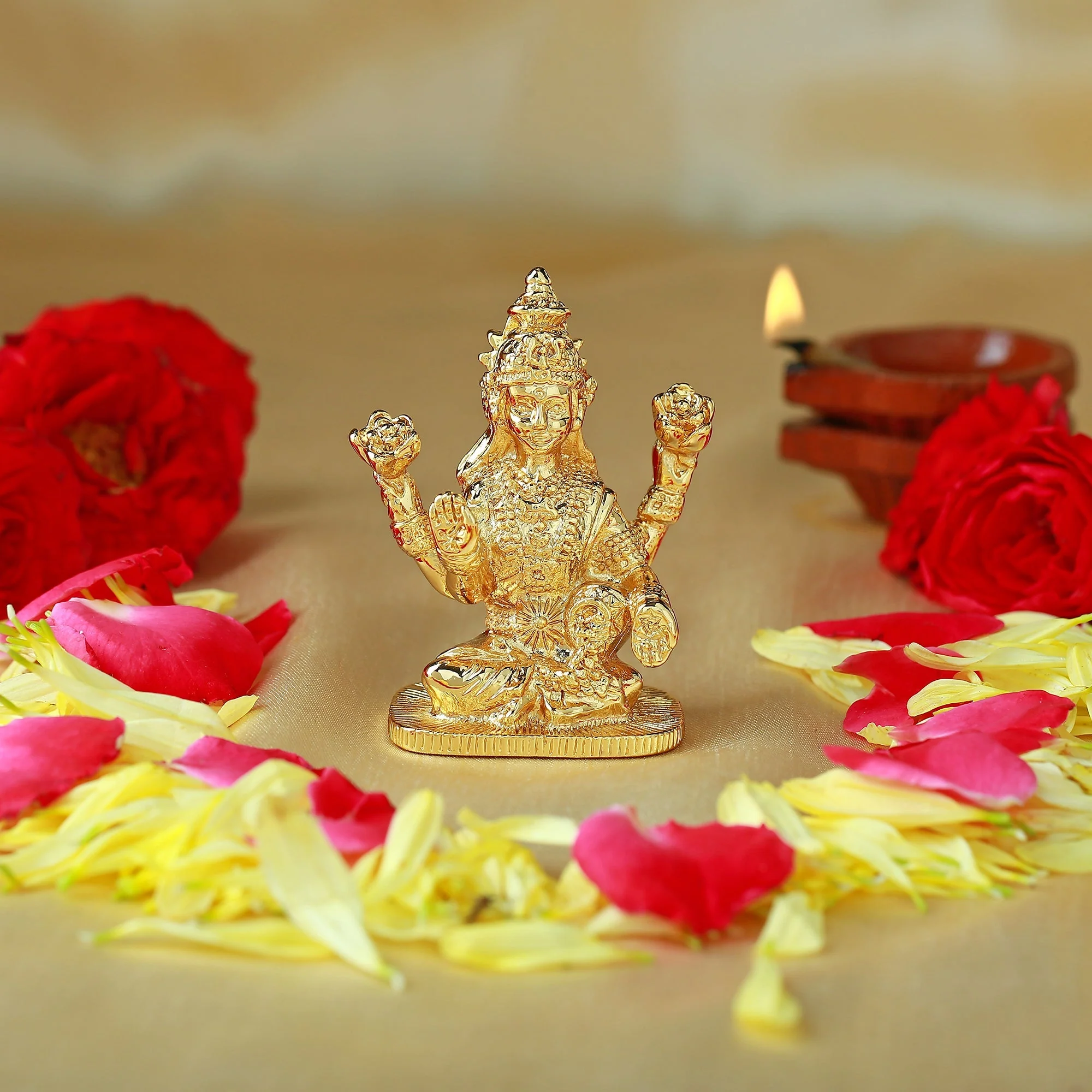 Estele Gold Plated Goddess Lakshmi Ji Idol - Image 2