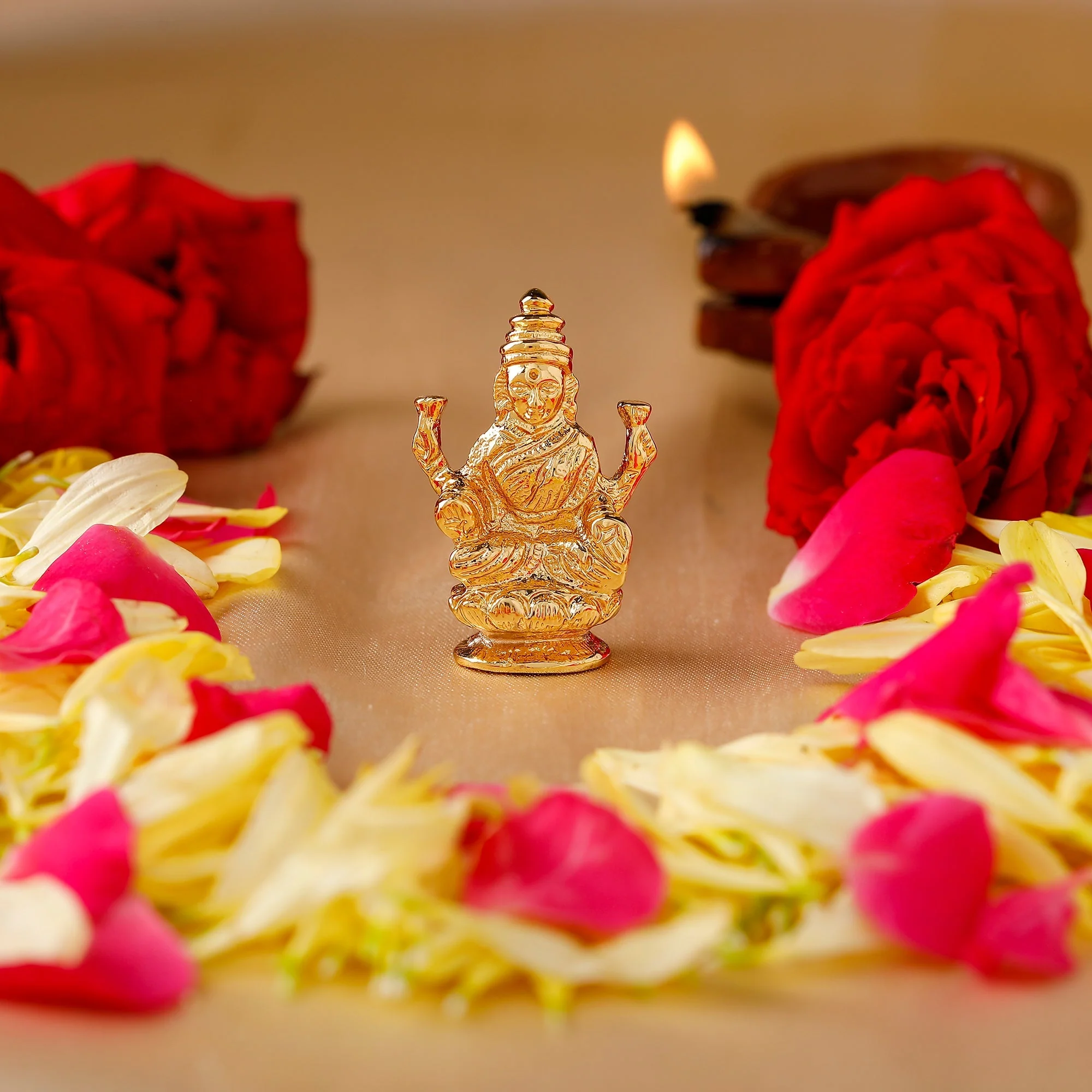 Estele Gold Plated Goddess Lakshmi Ji Idol - Image 2