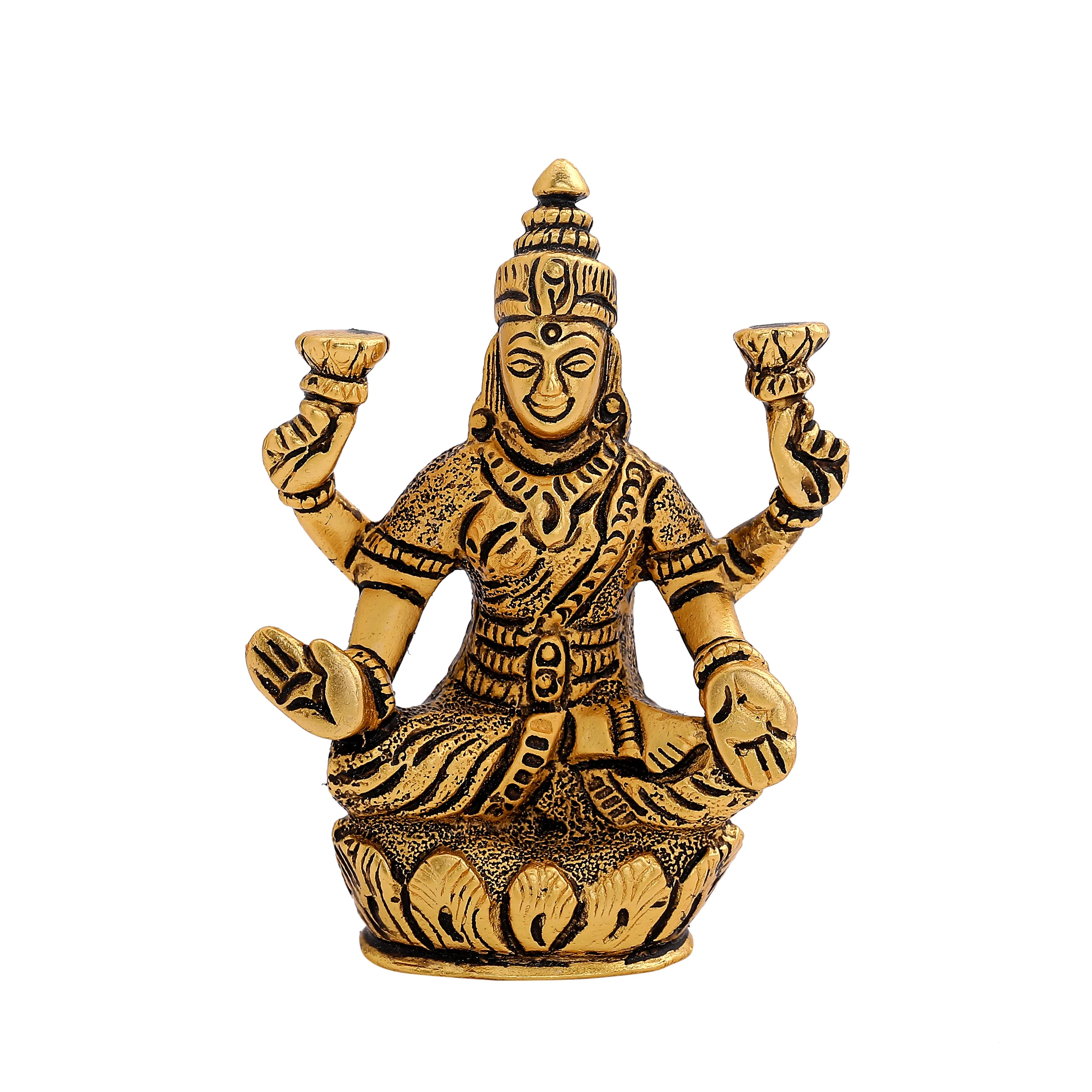 Estele Gold Plated Goddess Lakshmi Ji Idol (Lax-02-Dga Deity) - Image 3