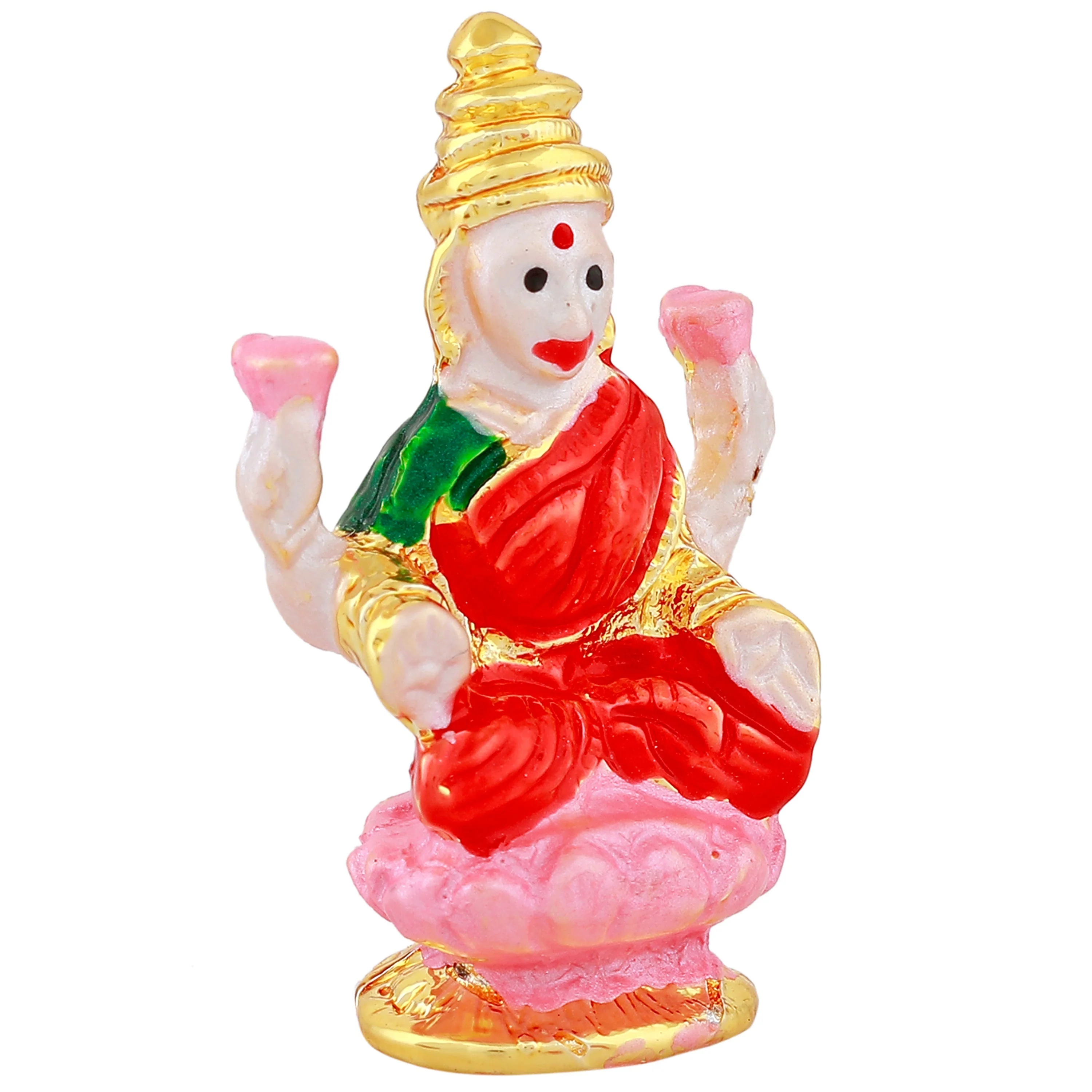 Estele Gold Plated Goddess Lakshmi Ji With Multi Color Enamel Idol - Image 4