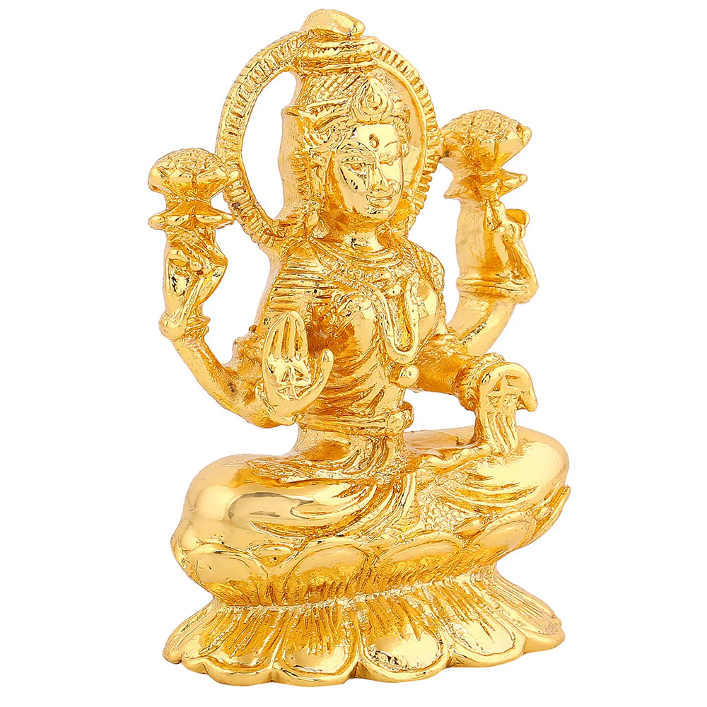 Estele Gold-Plated Goddess Of Wealth Laxmi Devi Idol For Pooja/Car Decor - Image 3