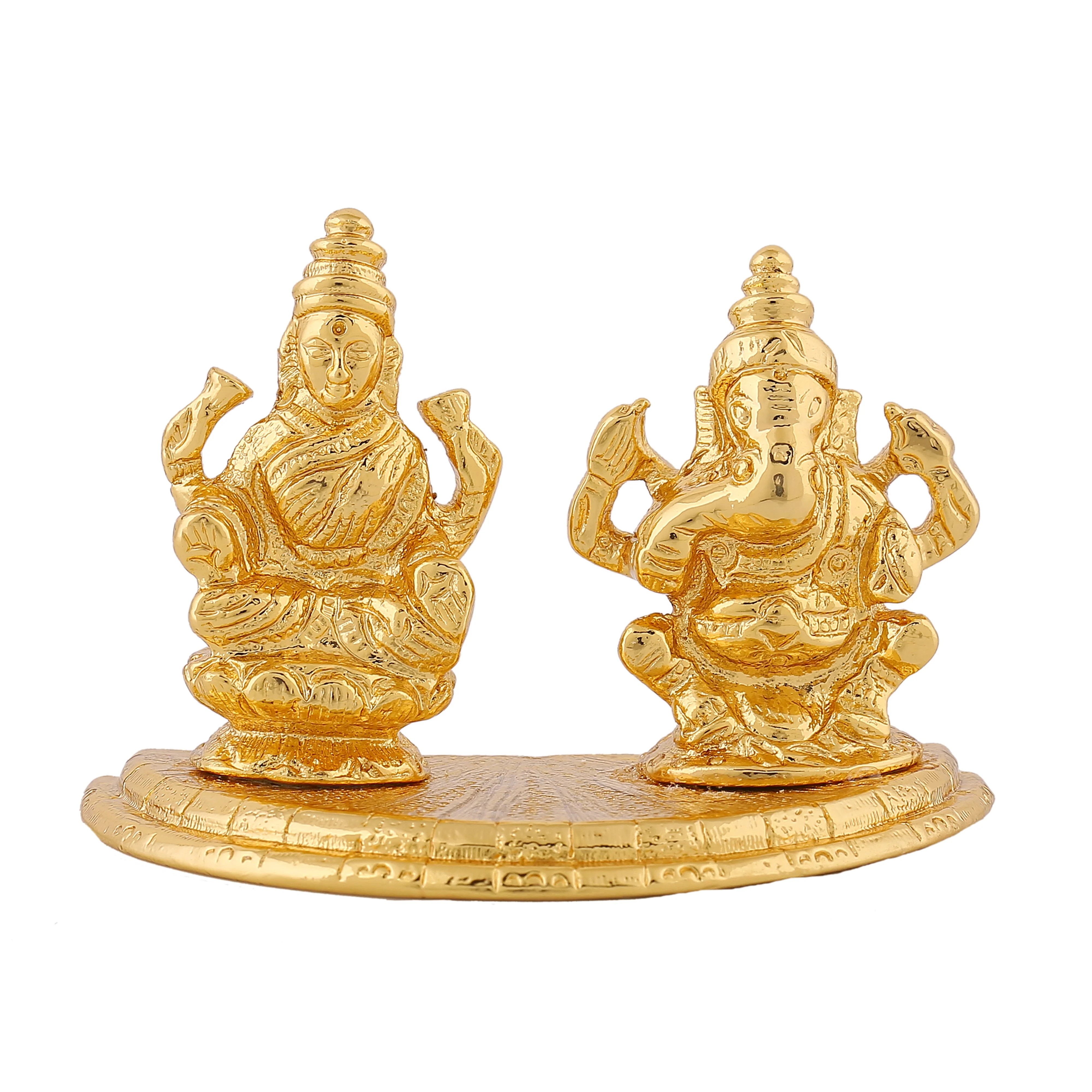 Estele Gold Plated Godess Laxmi & Lord Ganesh Idol - Image 2