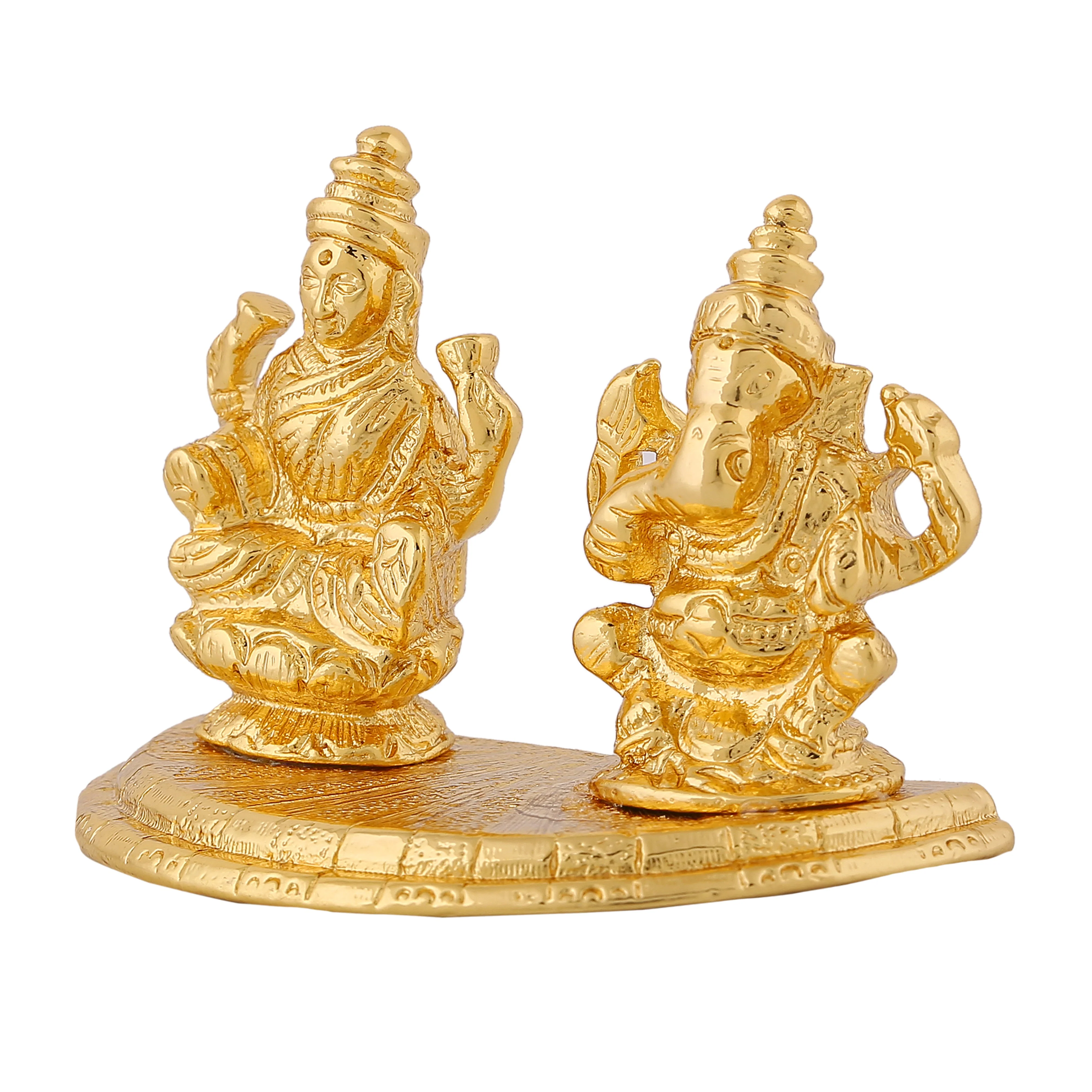 Estele Gold Plated Godess Laxmi & Lord Ganesh Idol - Image 4