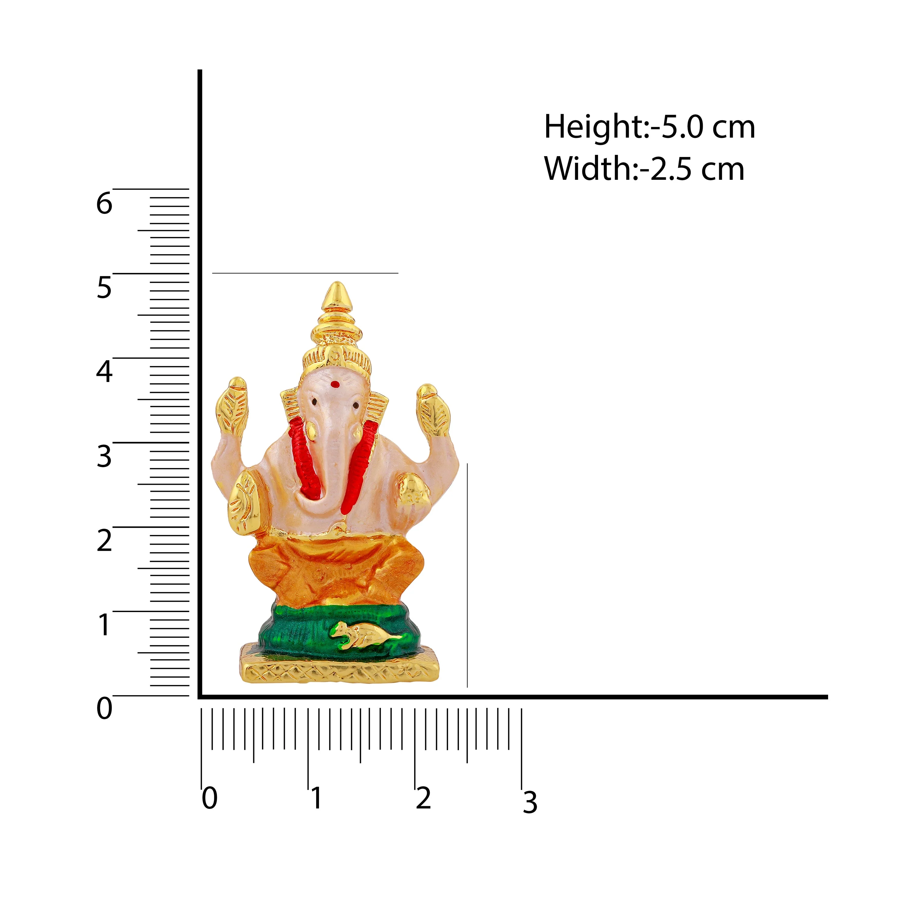 Estele Gold Plated Holy Ganesh Idol (Enamel) - Image 11