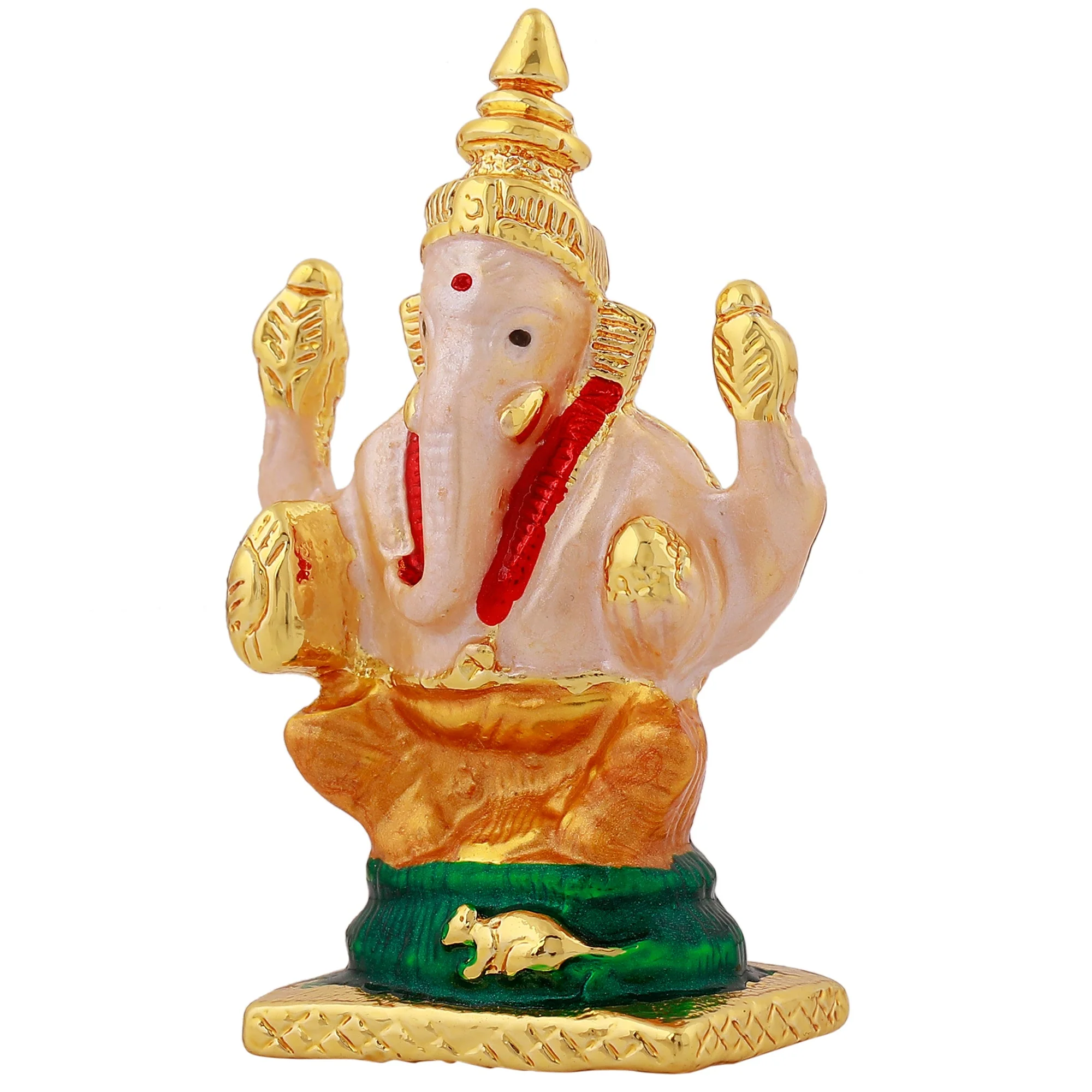 Estele Gold Plated Holy Ganesh Idol (Enamel) - Image 5