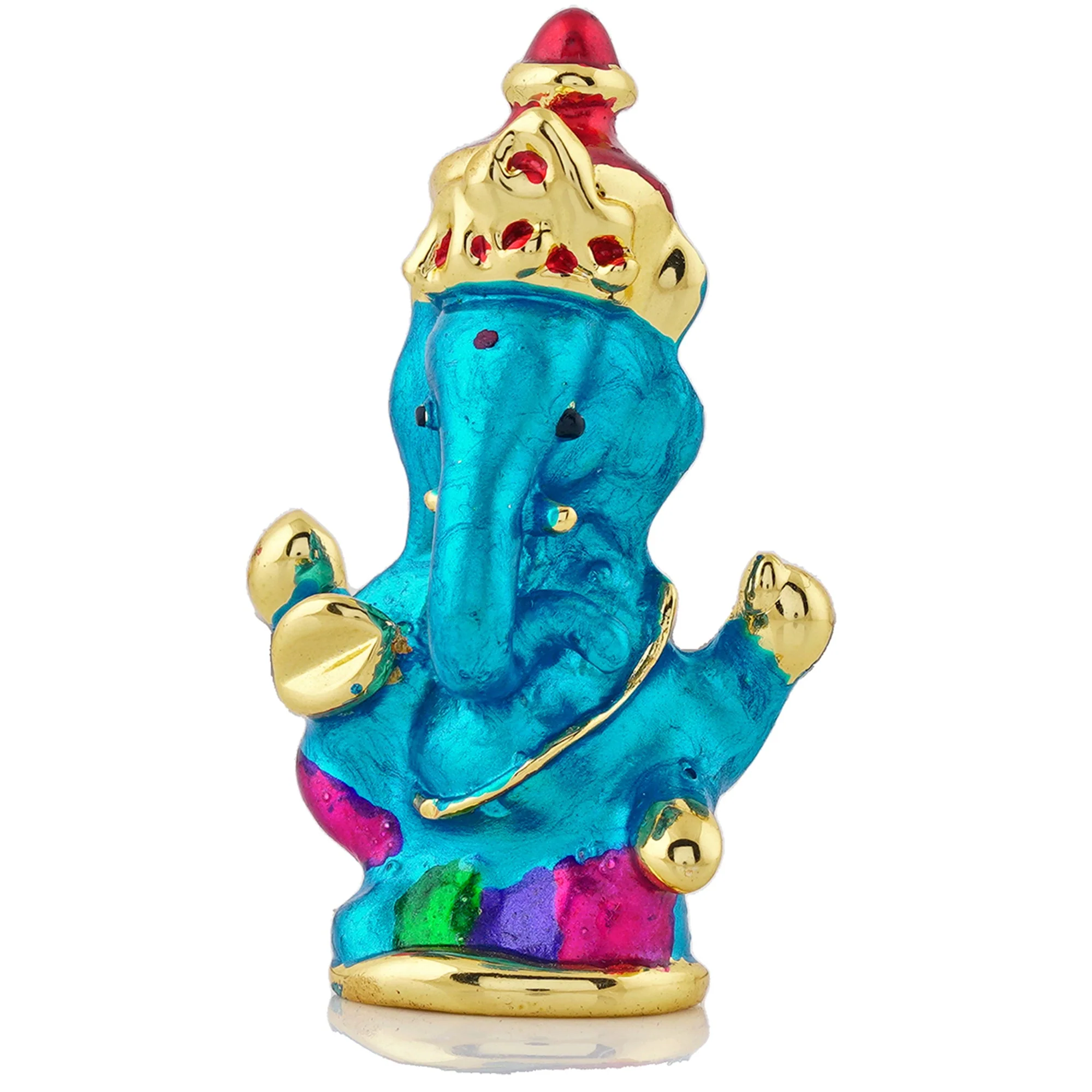 Estele Gold Plated Holy Ganesh Idol (Enamel) - Image 6
