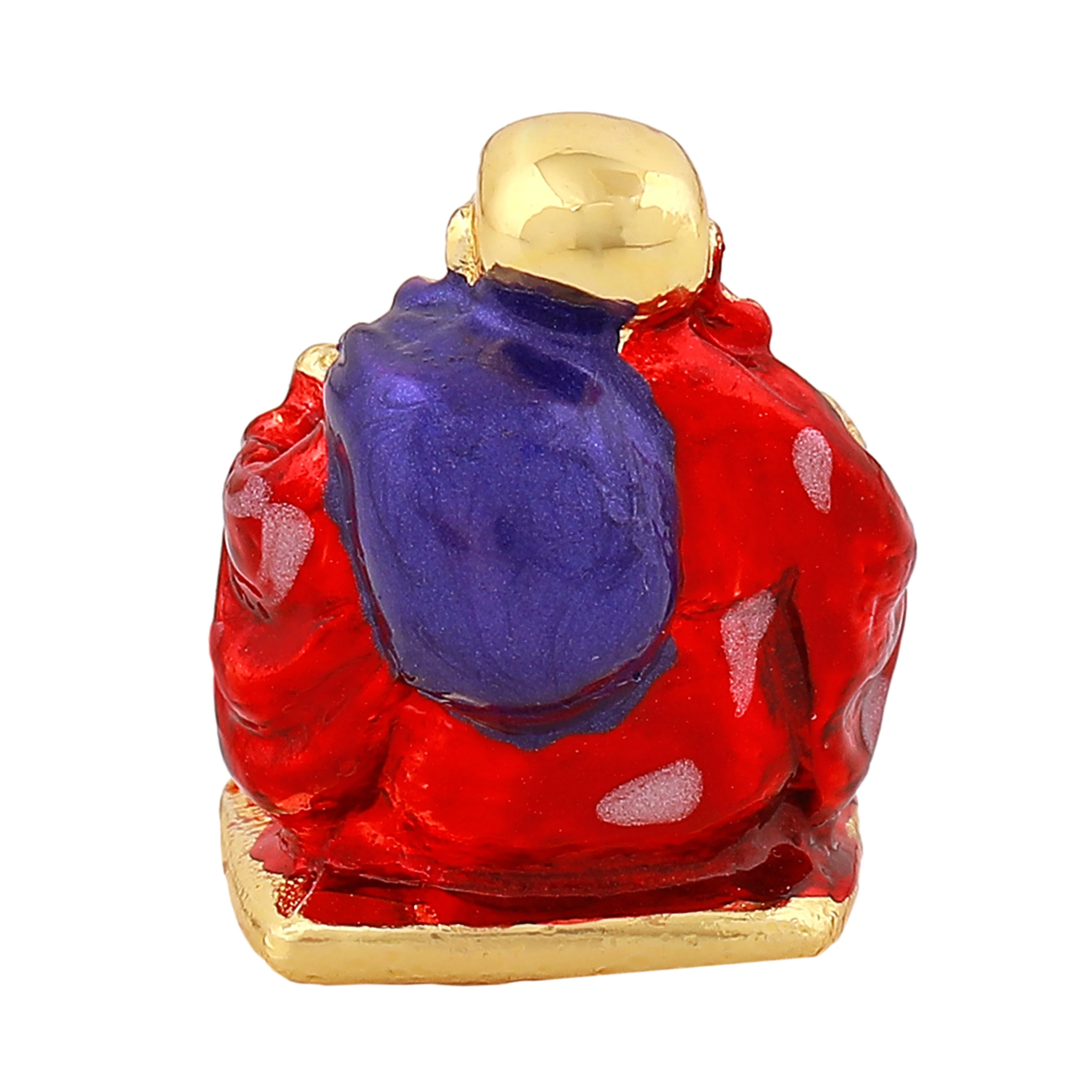 Estele Gold Plated Laughing Buddha With Red Enamel Idol For Perfect Home And Office/Car Decors. - Image 4