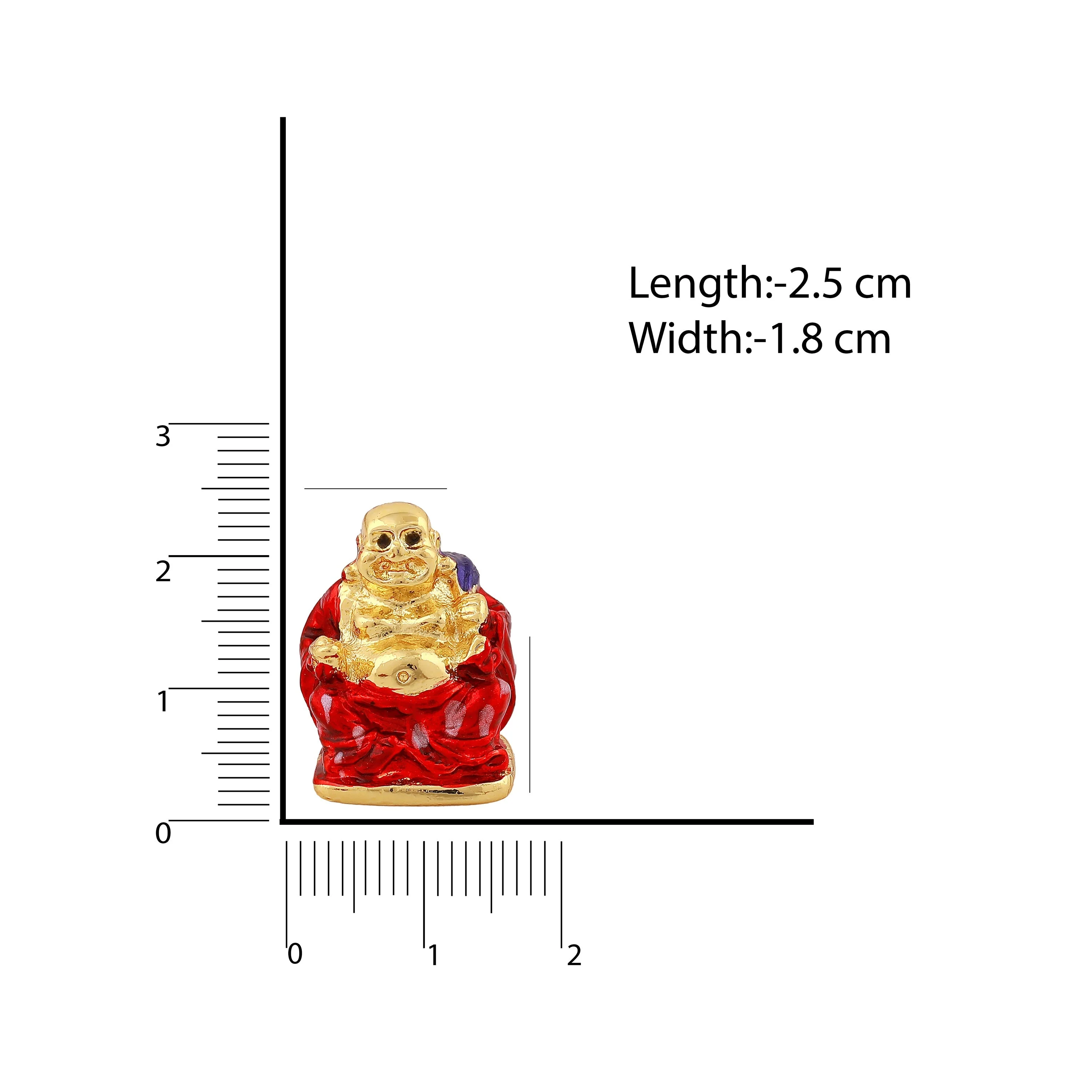 Estele Gold Plated Laughing Buddha With Red Enamel Idol For Perfect Home And Office/Car Decors. - Image 5