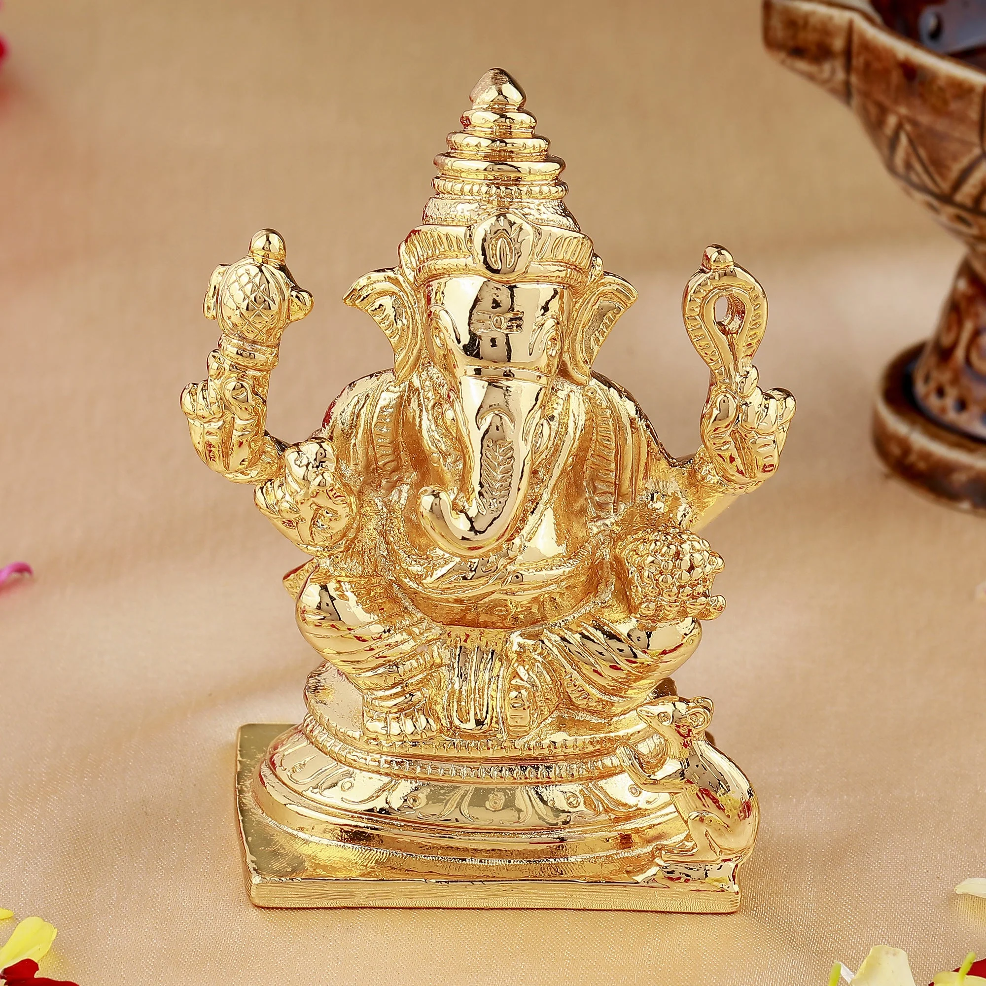 Estele Gold Plated Lord Ganesh Idol (Bg) - Image 7