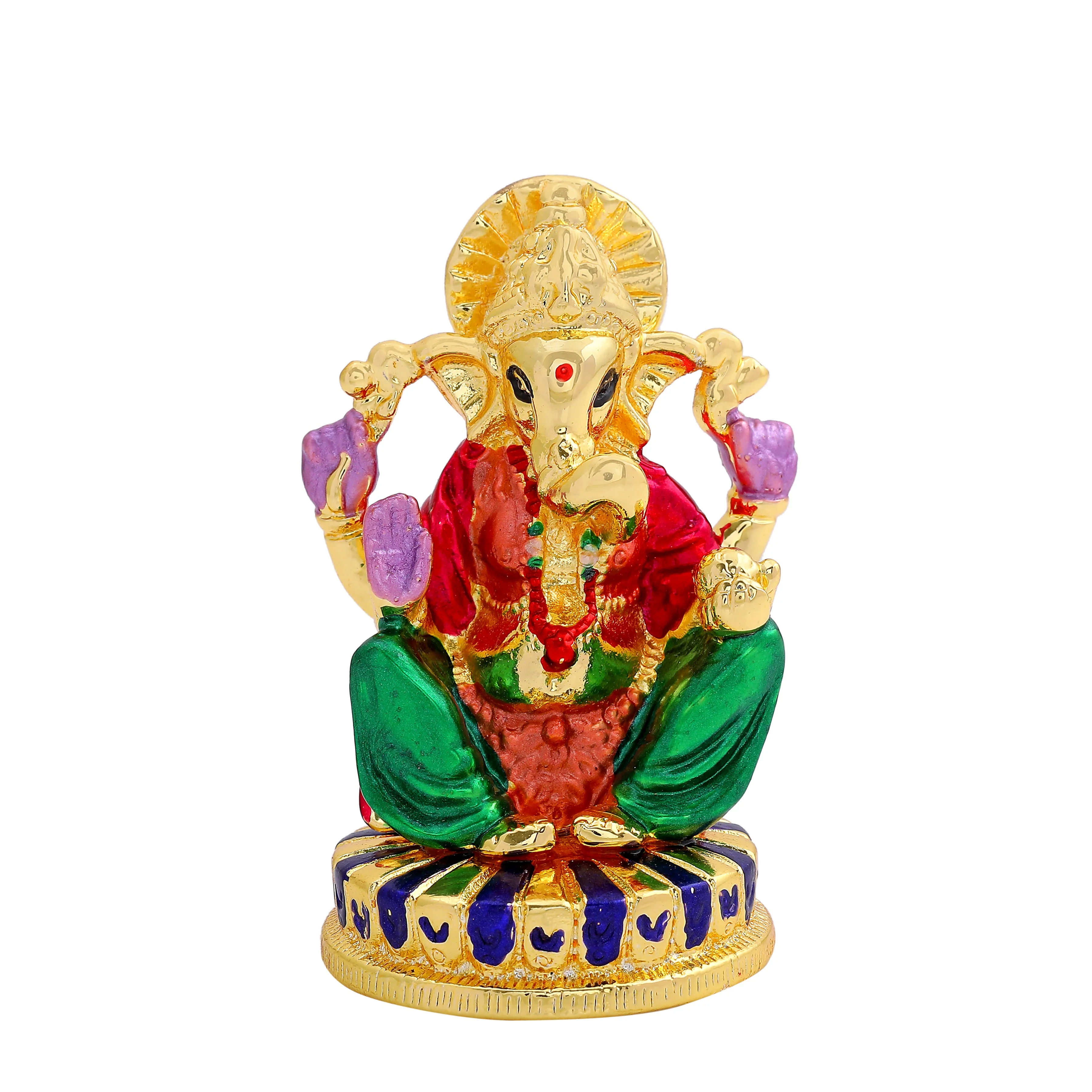 Estele Gold Plated Lord Ganesh Idol (Enamel) 30B-Ig - Image 2