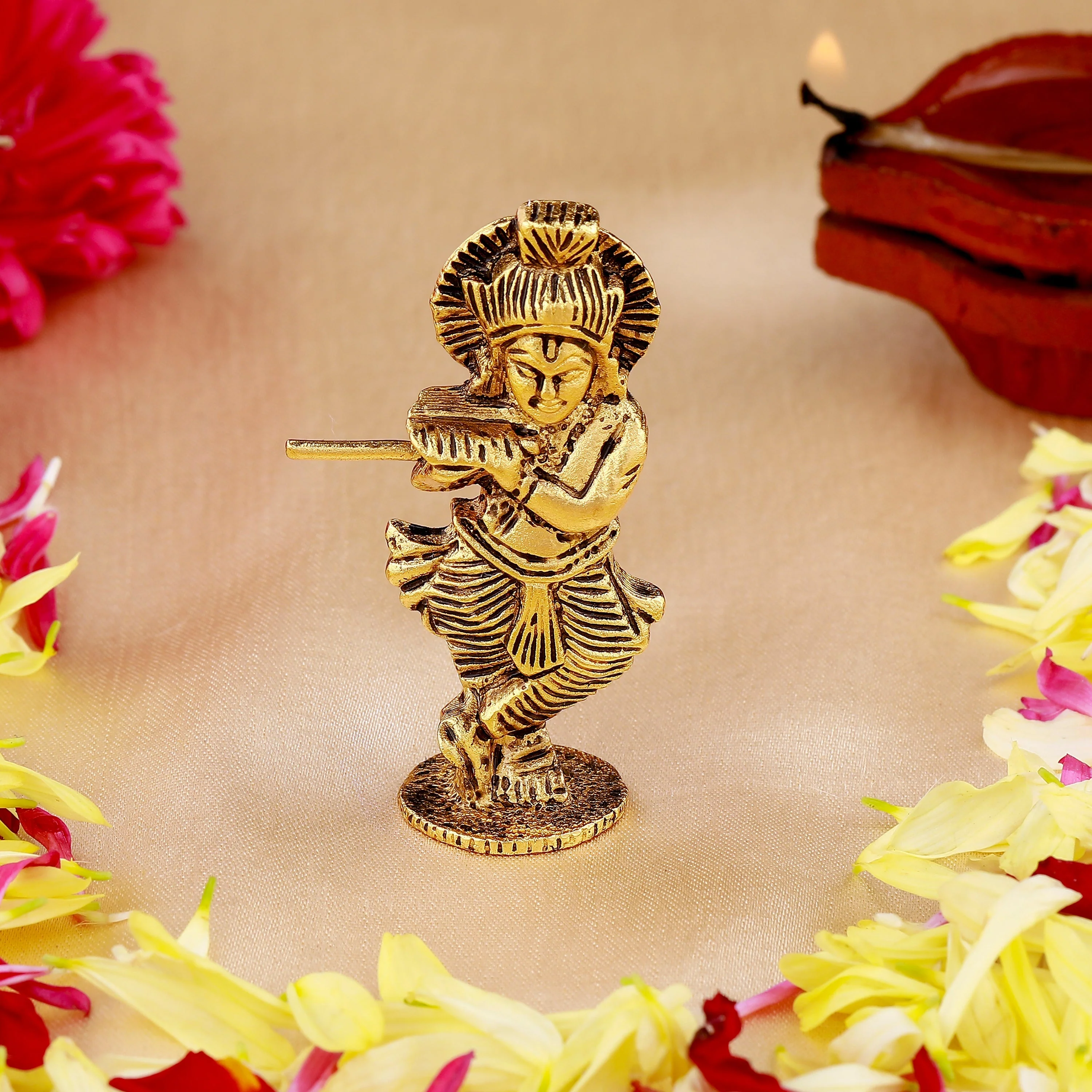 Estele Gold Plated Lord Krishna Idol