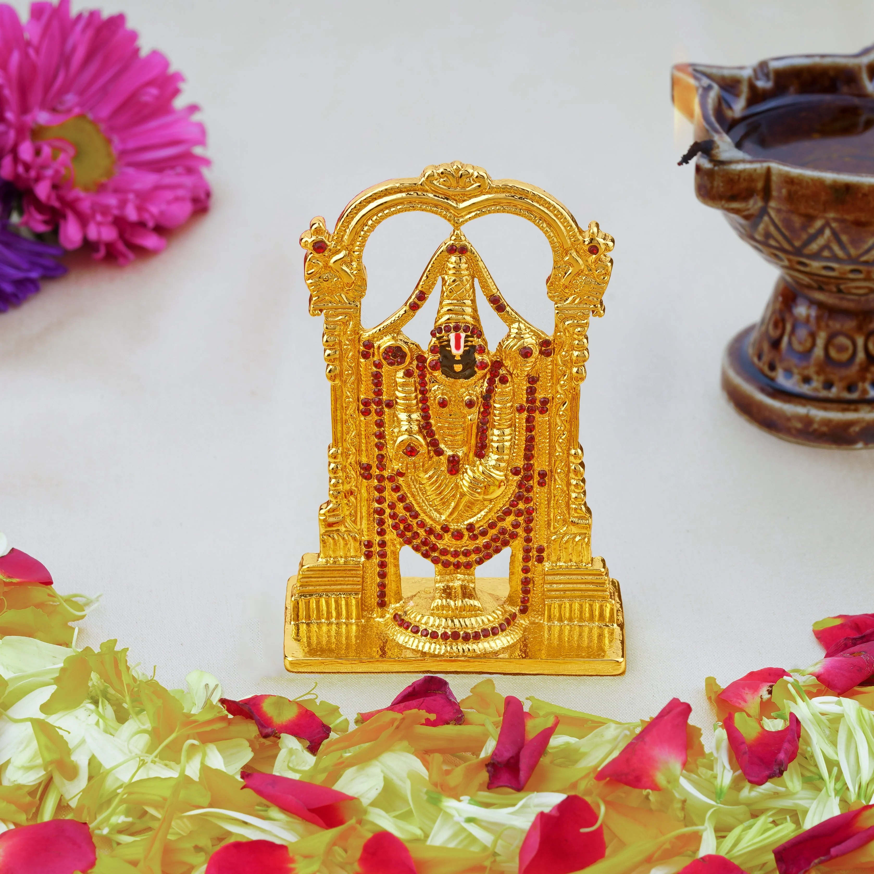 Estele Gold Plated Lord Tirupati Balaji Idol Showpiece For Pooja Mandir/ Home Decorative - Image 7