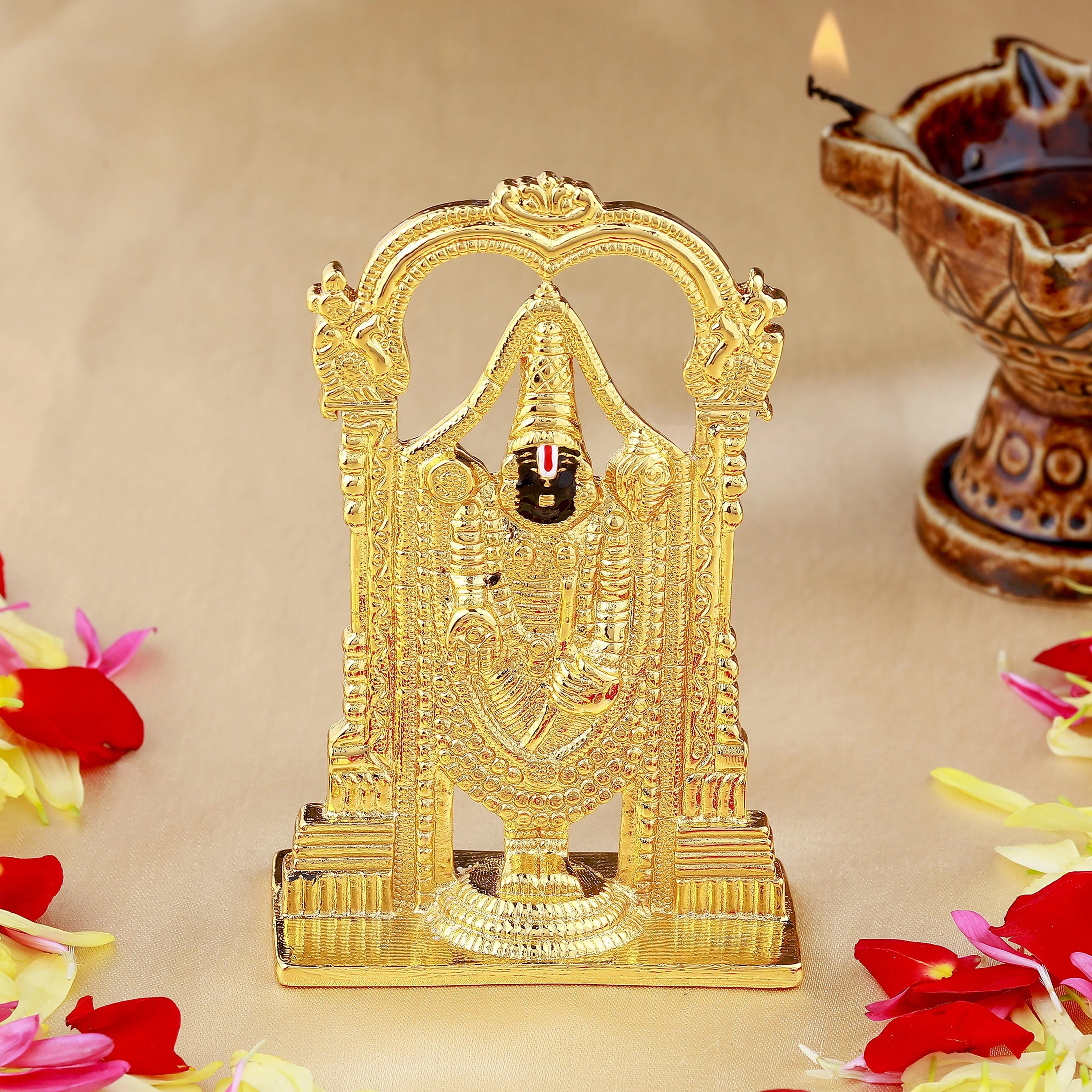 Estele Gold Plated Lord Tirupati Balaji Idol Showpiece For Pooja Mandir/ Home Decorative - Image 12