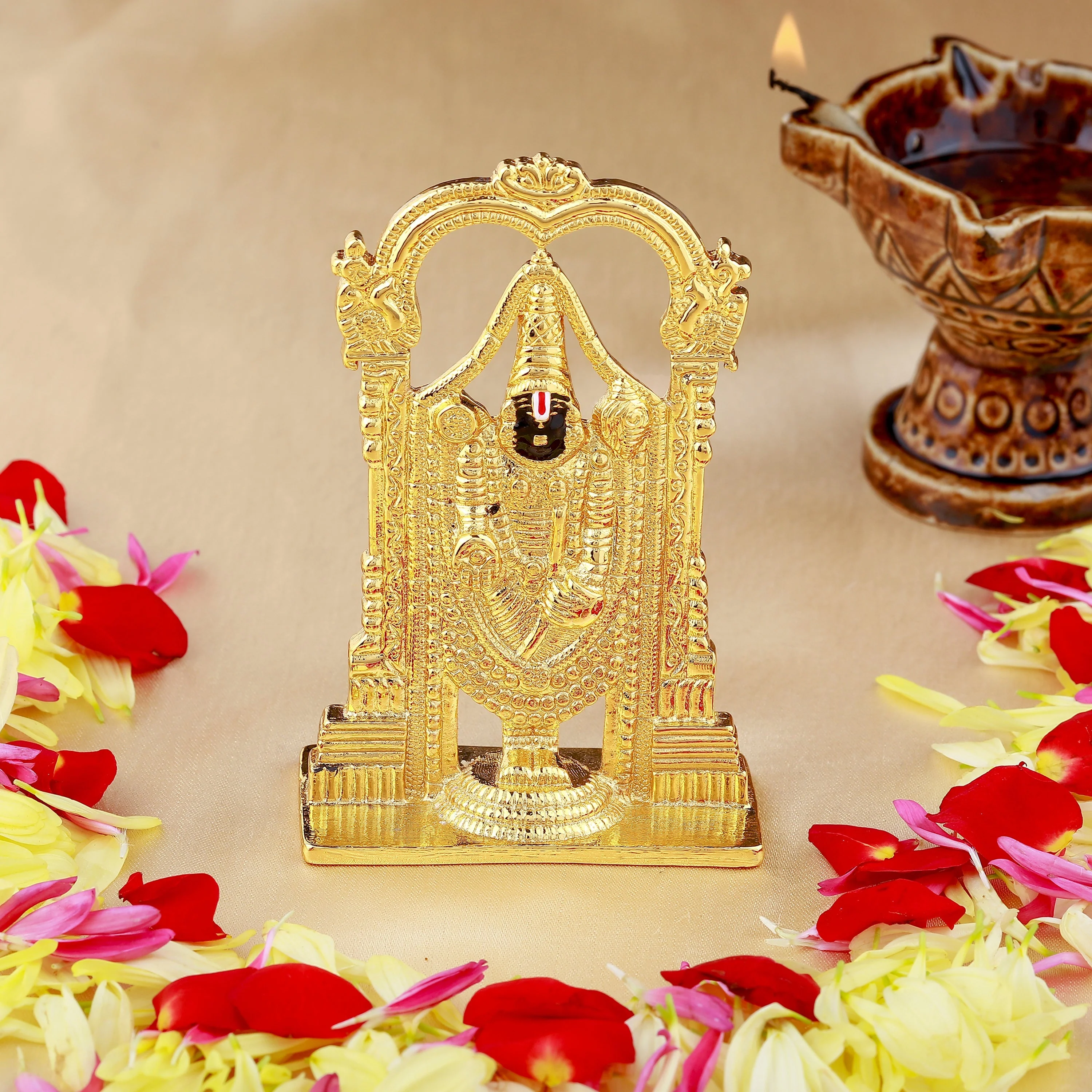 Estele Gold Plated Lord Tirupati Balaji Idol Showpiece For Pooja Mandir/ Home Decorative - Image 8