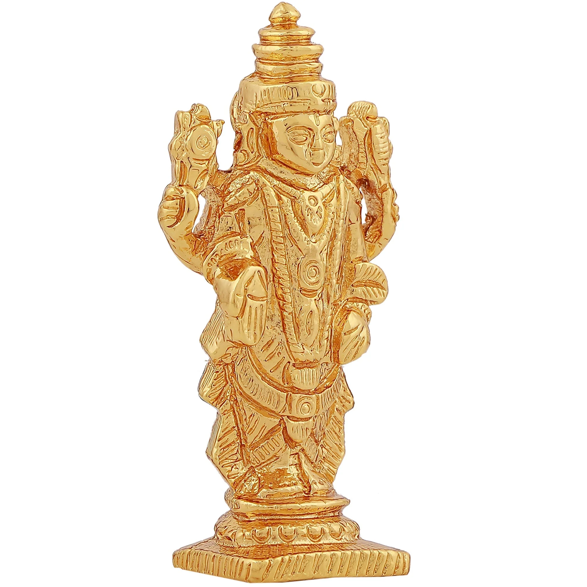 Estele Gold Plated Lord Tirupati Balaji Idol Showpiece For Pooja Mandir/ Home Decorative - Image 3