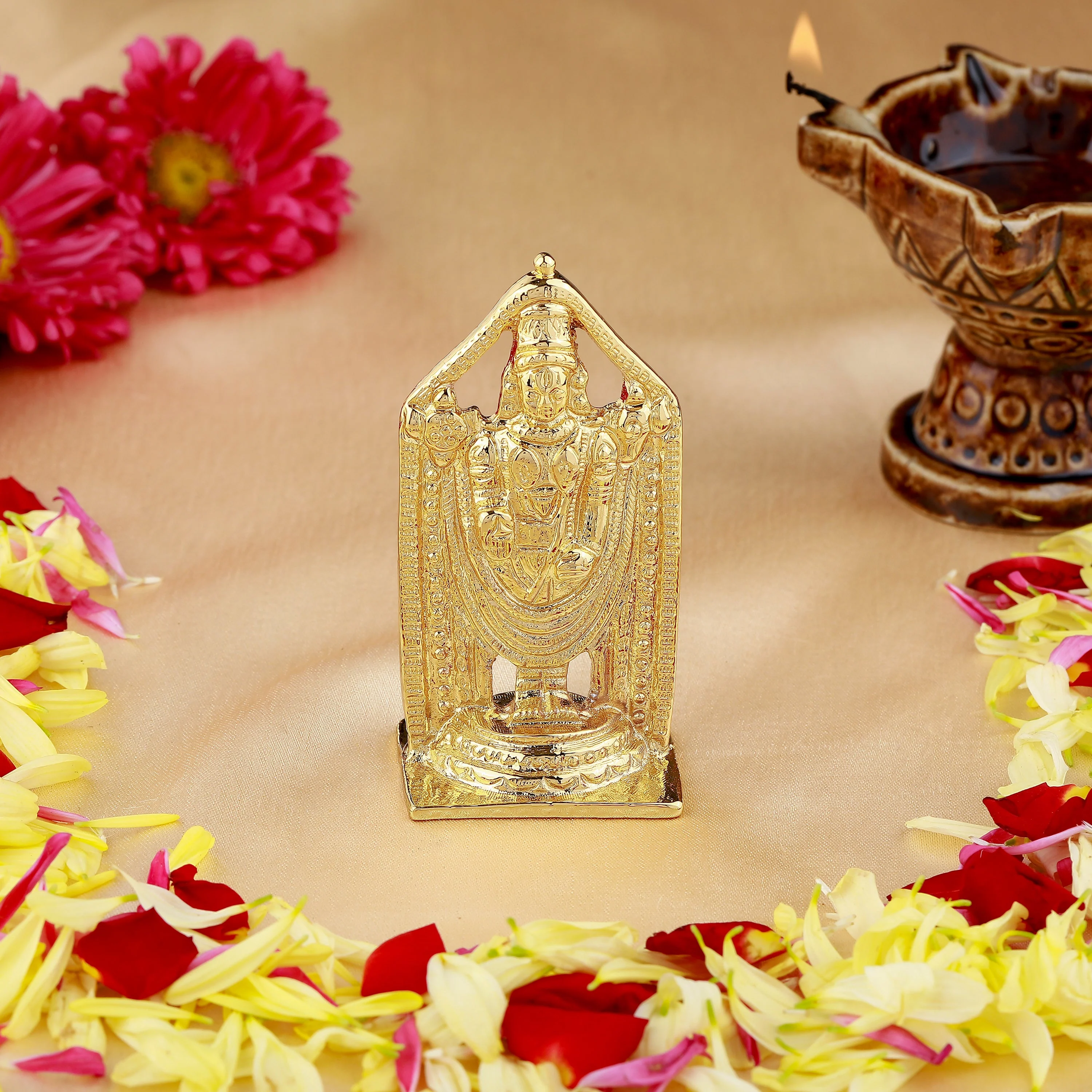 Estele Gold Plated Lord Tirupati Balaji Idol Showpiece For Pooja Mandir/ Home Decorative - Image 6