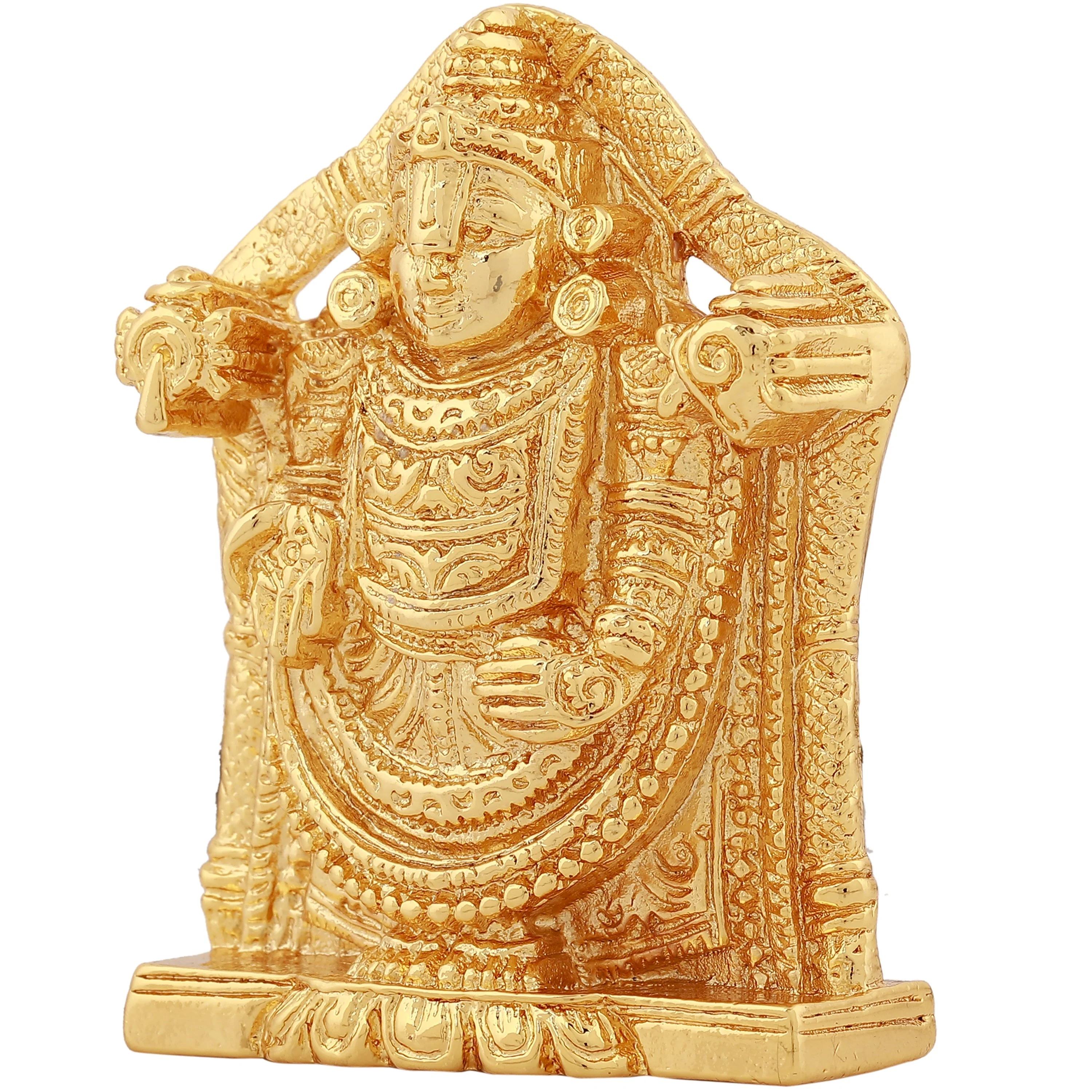 Estele Gold Plated Lord Tirupati Balaji Idol Showpiece For Pooja Mandir/ Home Decorative - Image 3