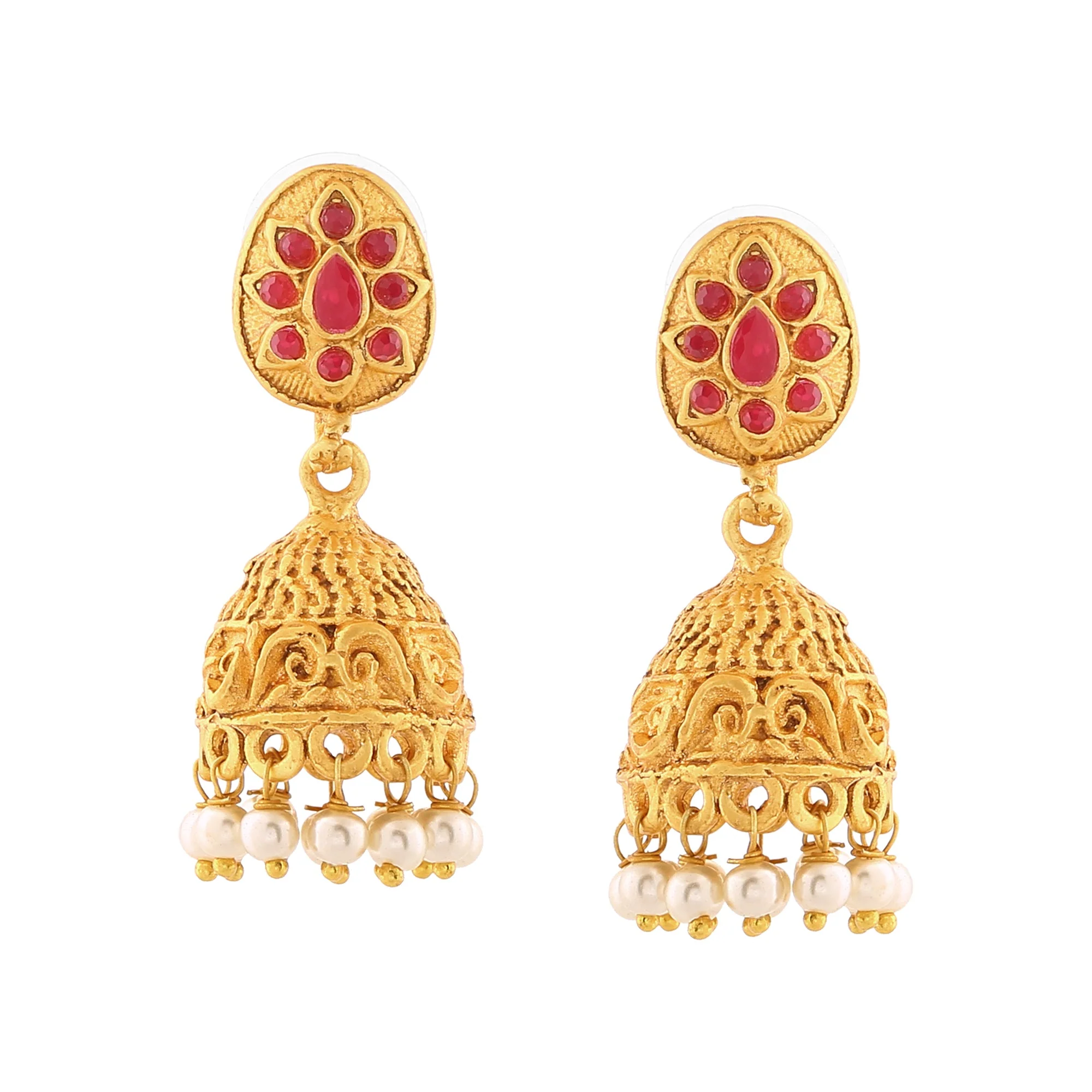 Estele Gold Plated Ravishing Peacock Designer Necklace Set With Crystals For Women - Image 4