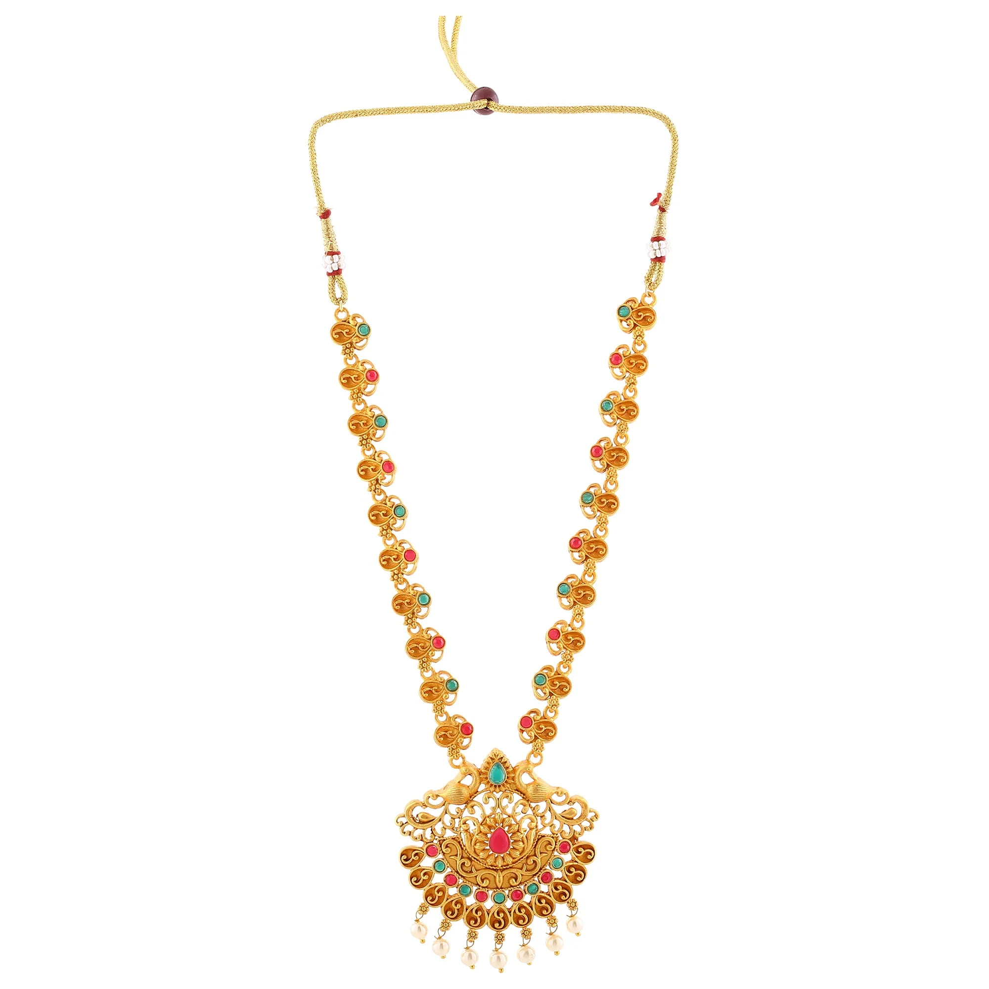 Estele Gold Plated Ravishing Peacock Designer Necklace Set With Crystals For Women - Image 6
