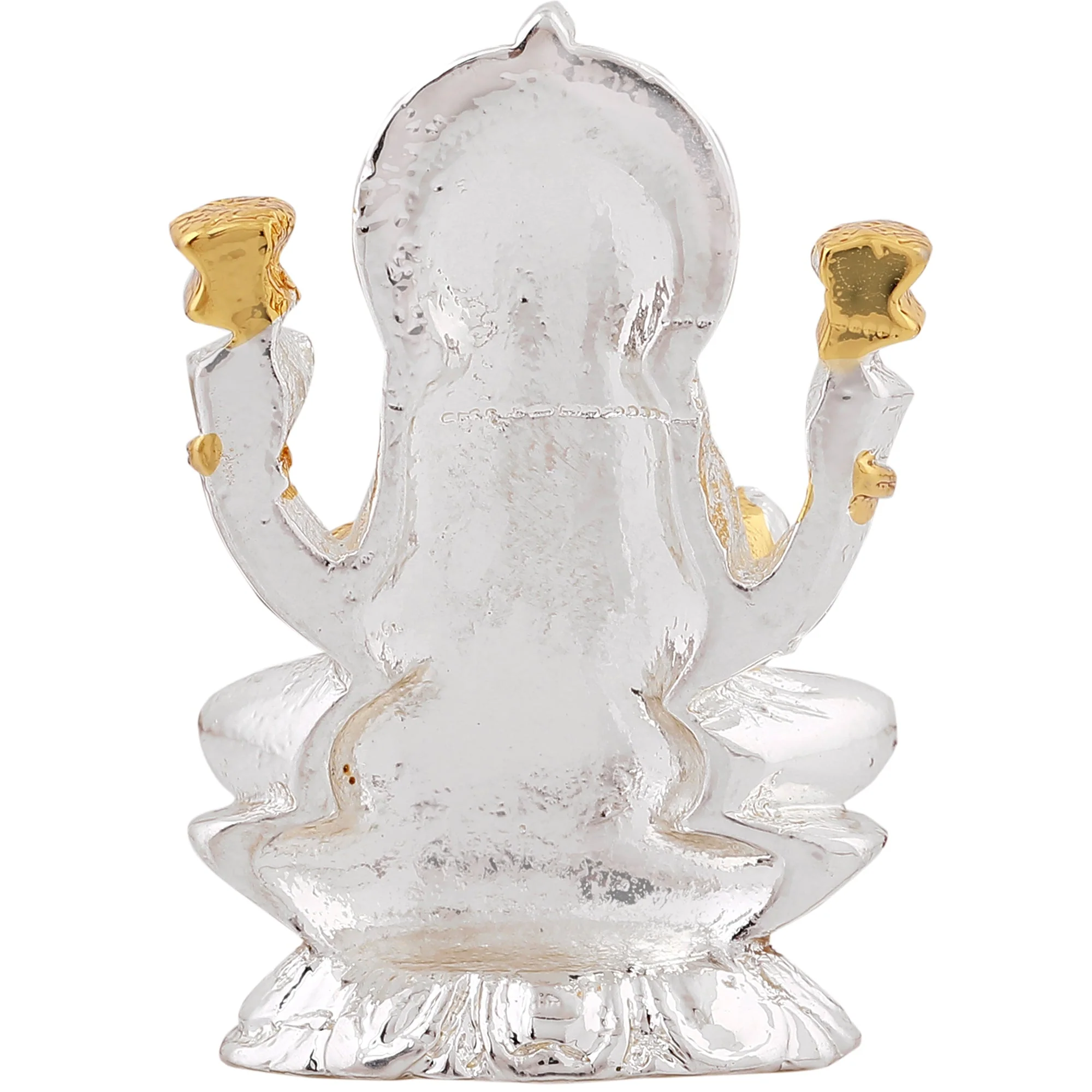 Estele Gold & Rhodium Goddess Of Wealth Laxmi Devi Idol On Lotus For Pooja/Car Decor. - Image 4