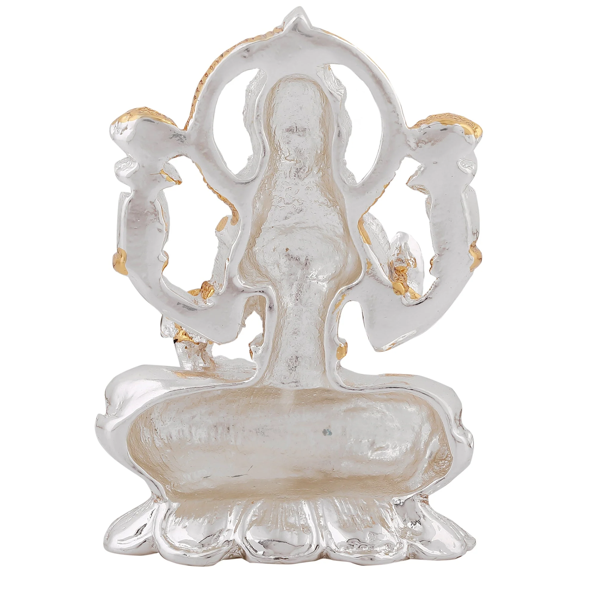 Estele Gold & Rhodium Goddess Of Wealth Laxmi Devi Idol On Lotus For Pooja/Car Decor. - Image 4