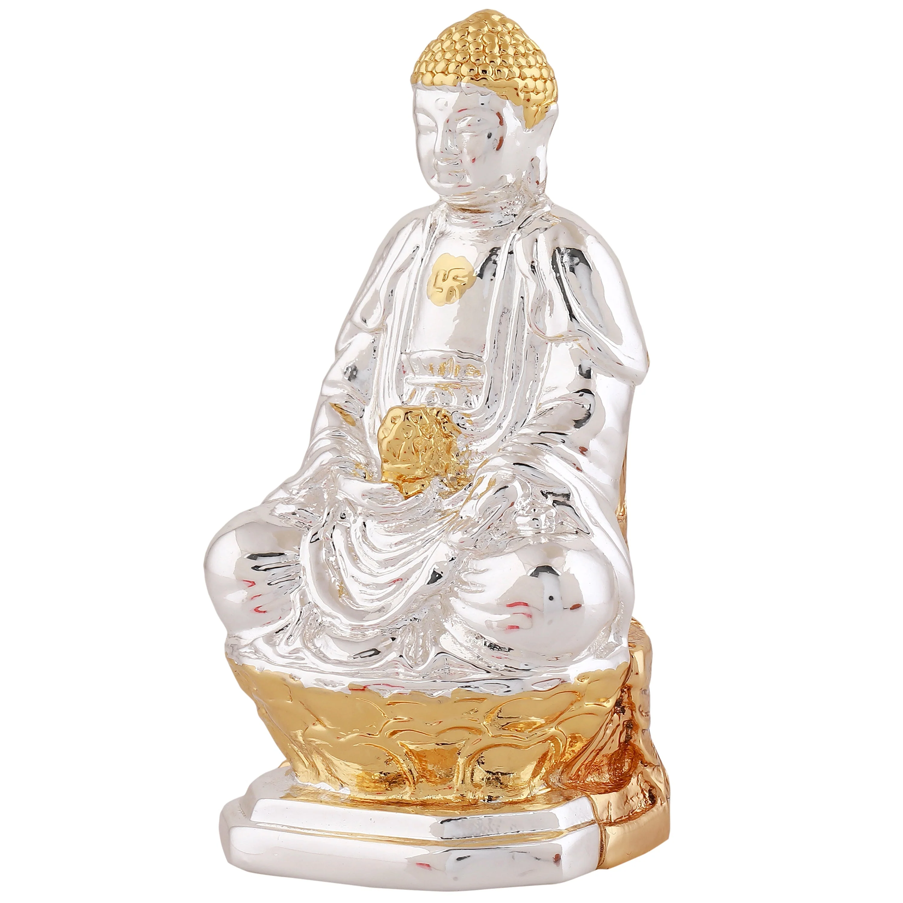 Estele Gold- Rhodium Plated Decorative Laughing Buddha Idol - Image 4