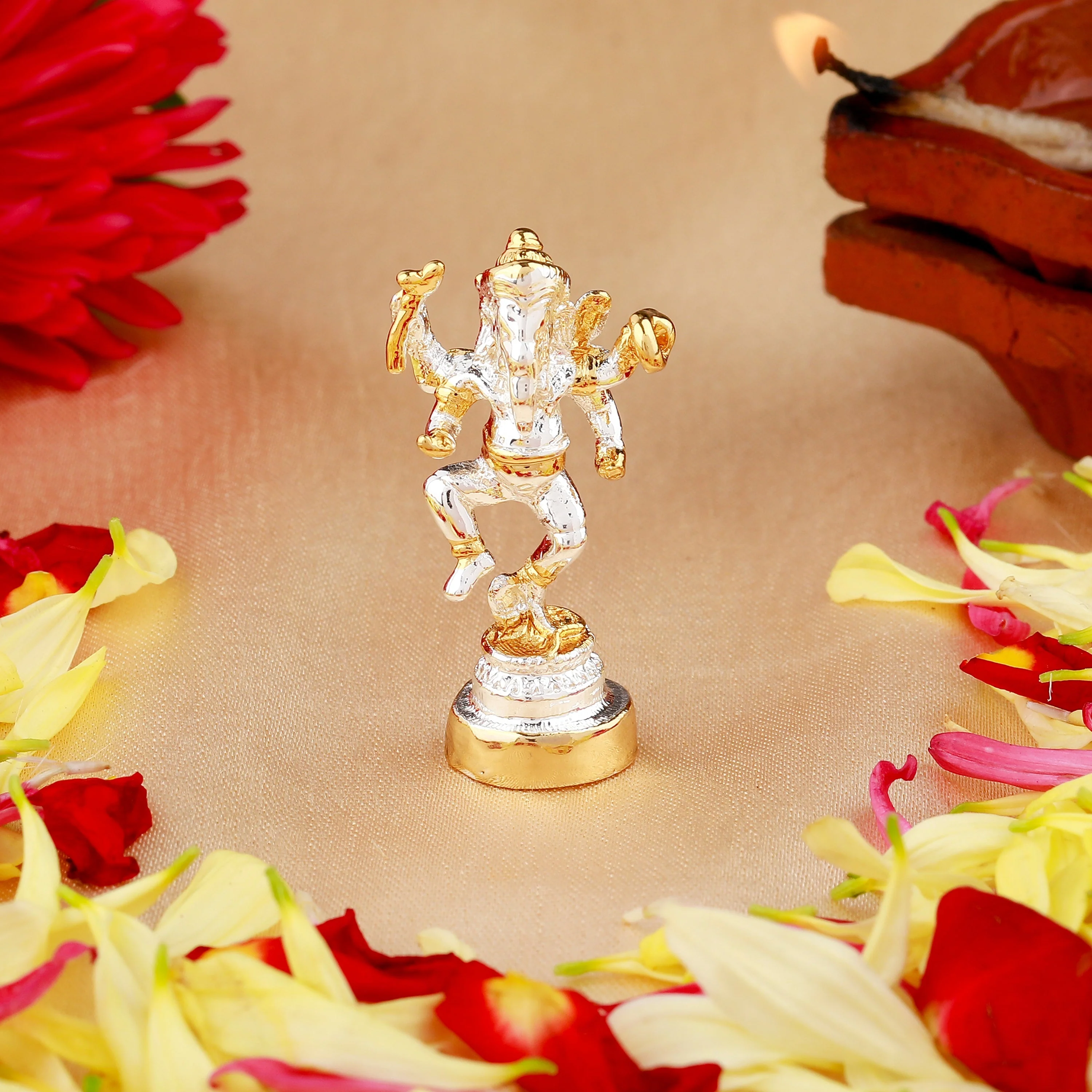 Estele Gold & Rhodium Plated Divine Ganesh Idol - Image 14