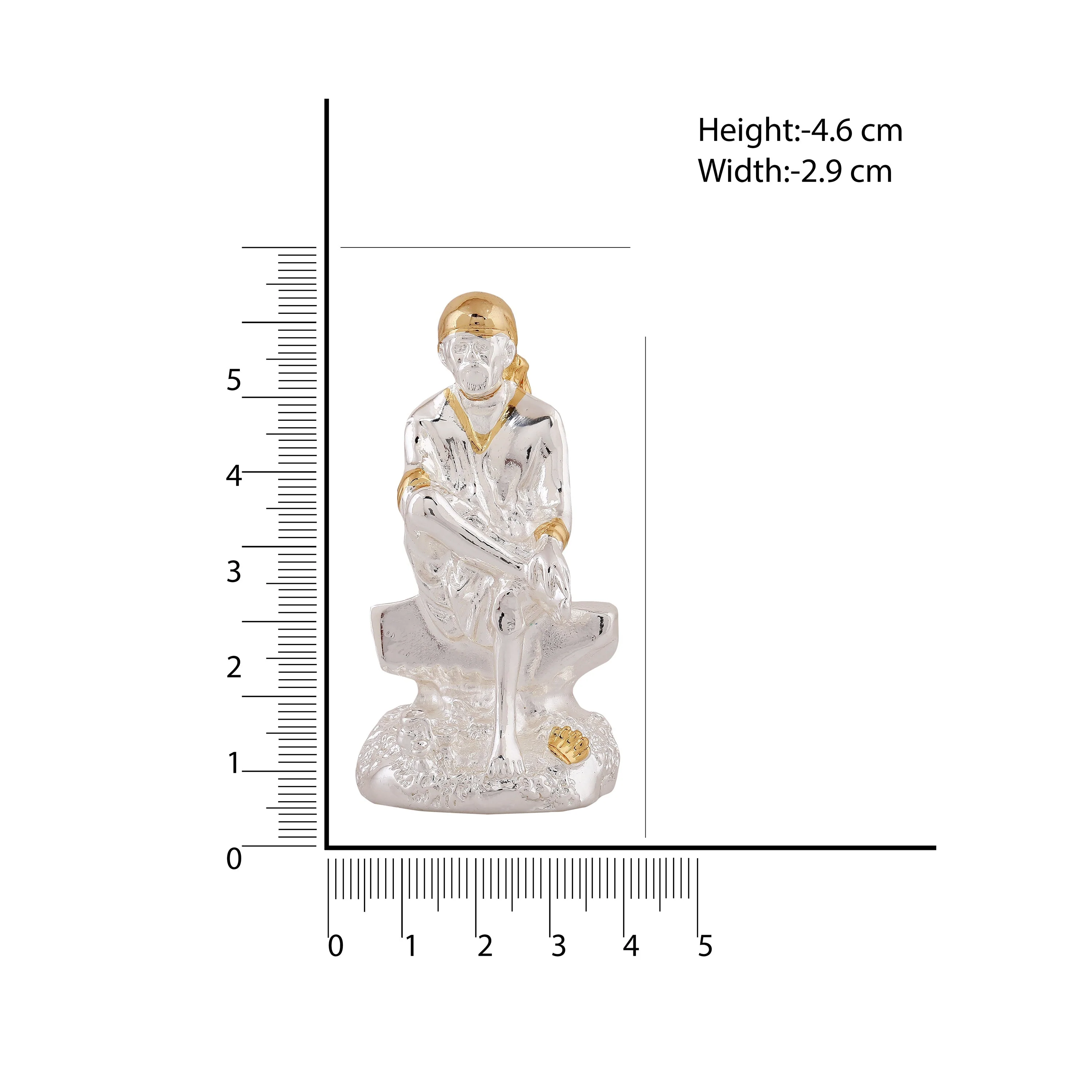 Estele Gold & Rhodium Plated Divine Shirdi Sai Baba Idol For Pooja/Gifts/Car Decor. - Image 5