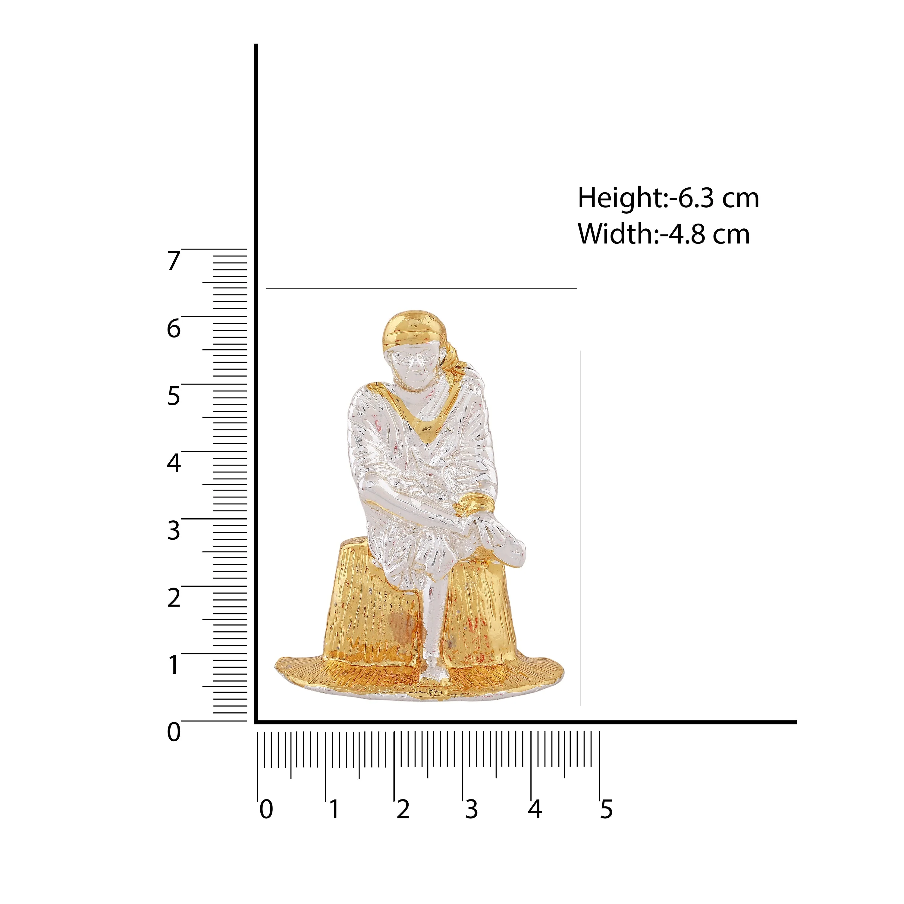 Estele Gold & Rhodium Plated Divine Shirdi Sai Baba Idol For Pooja/Home/Car Decor. - Image 5