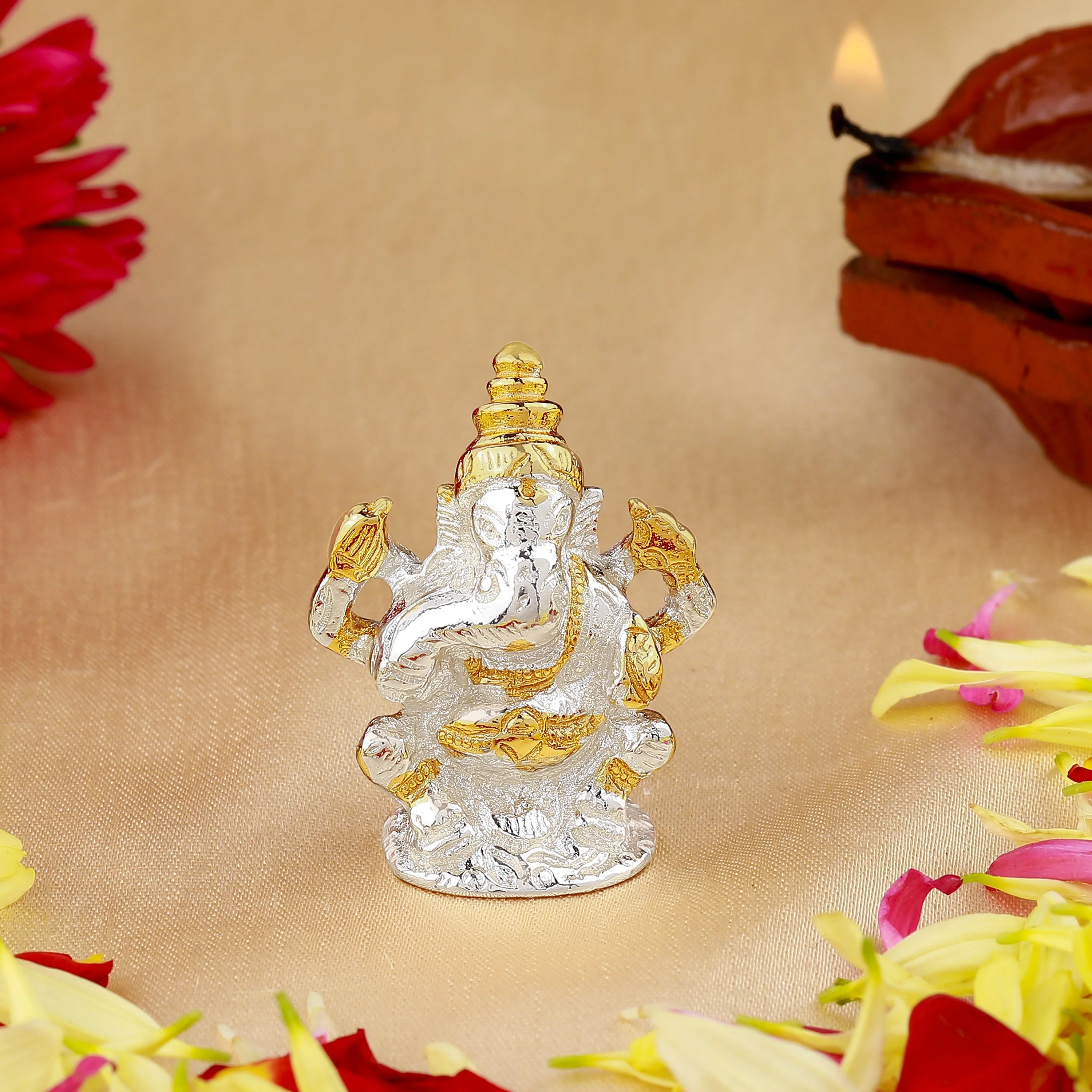 Estele Gold & Rhodium Plated Lord Ganesha Idol