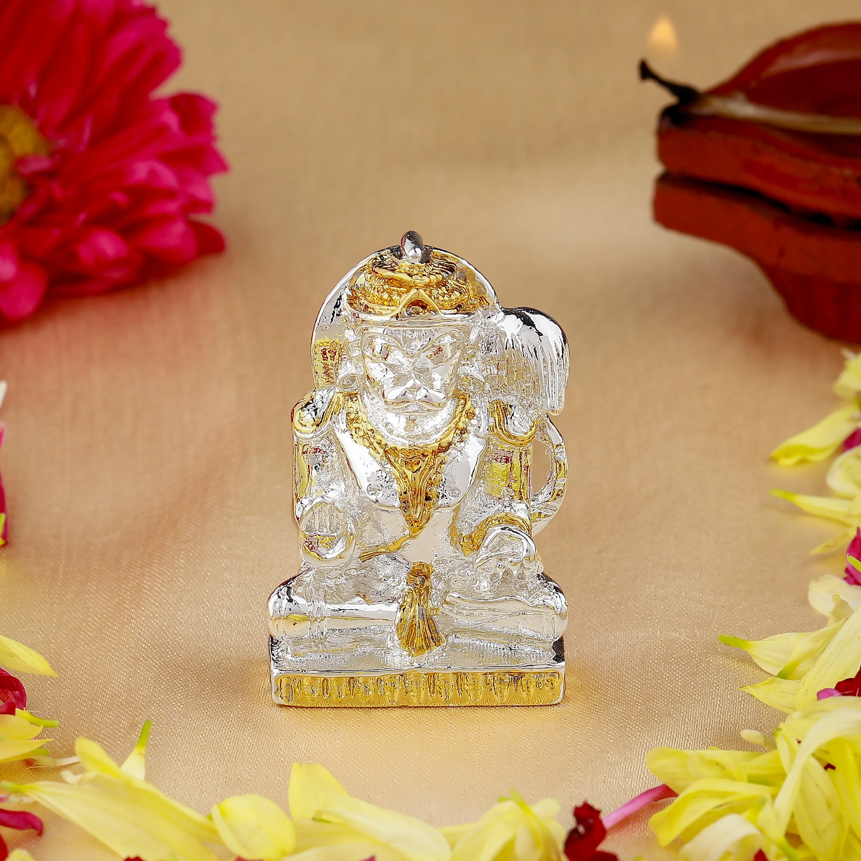 Estele Gold & Rhodium Plated Lord Hanuman Ji Idol (2Tn)