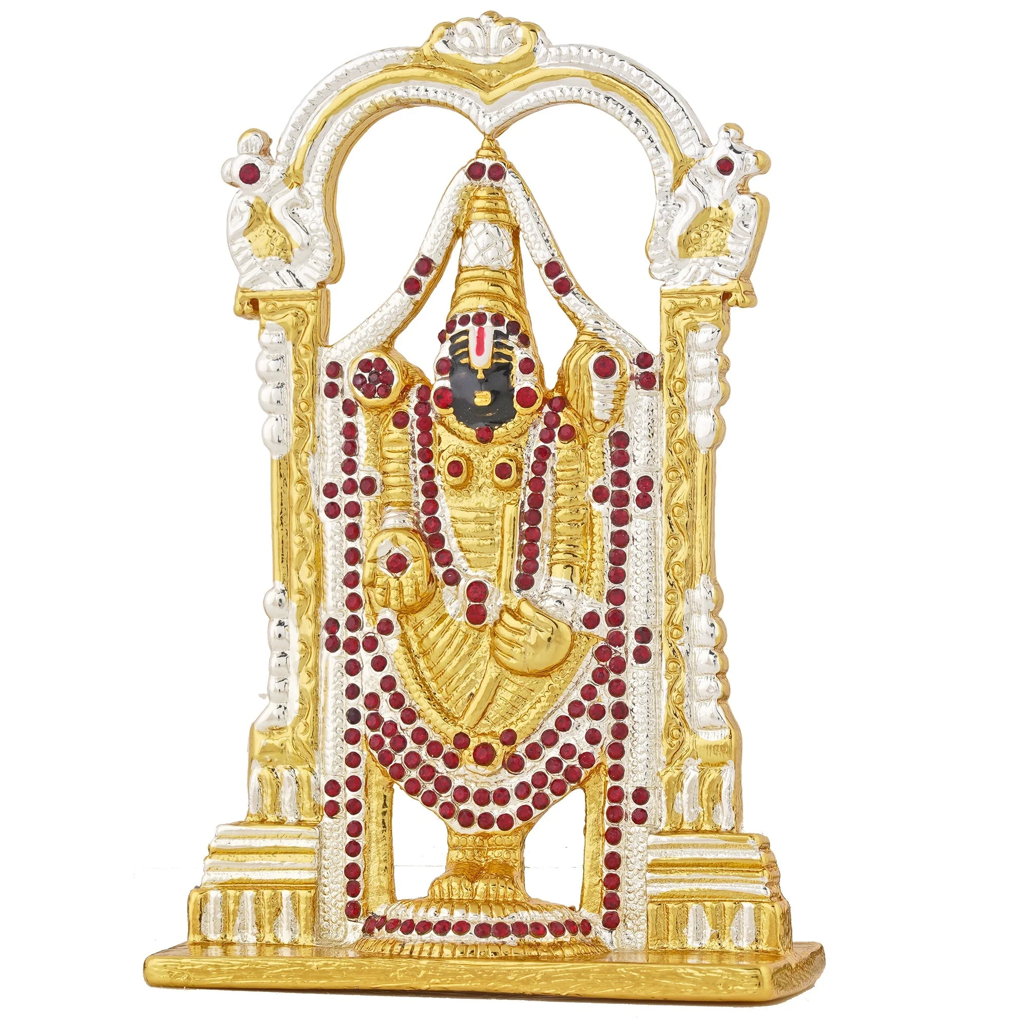 Estele Gold & Rhodium Plated Lord Tirupati Balaji Idol Showpiece For Pooja Mandir/ Home Decorative - Image 3