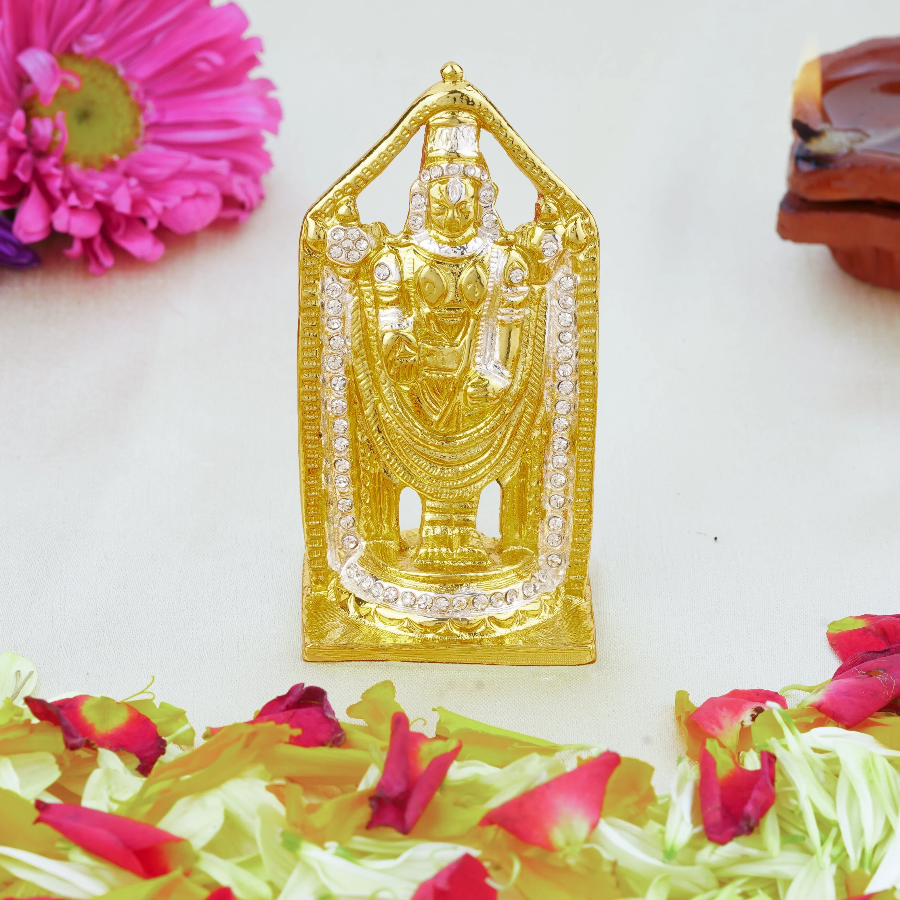 Estele Gold & Rhodium Plated Lord Tirupati Balaji Idol Showpiece For Pooja Mandir/ Home Decorative