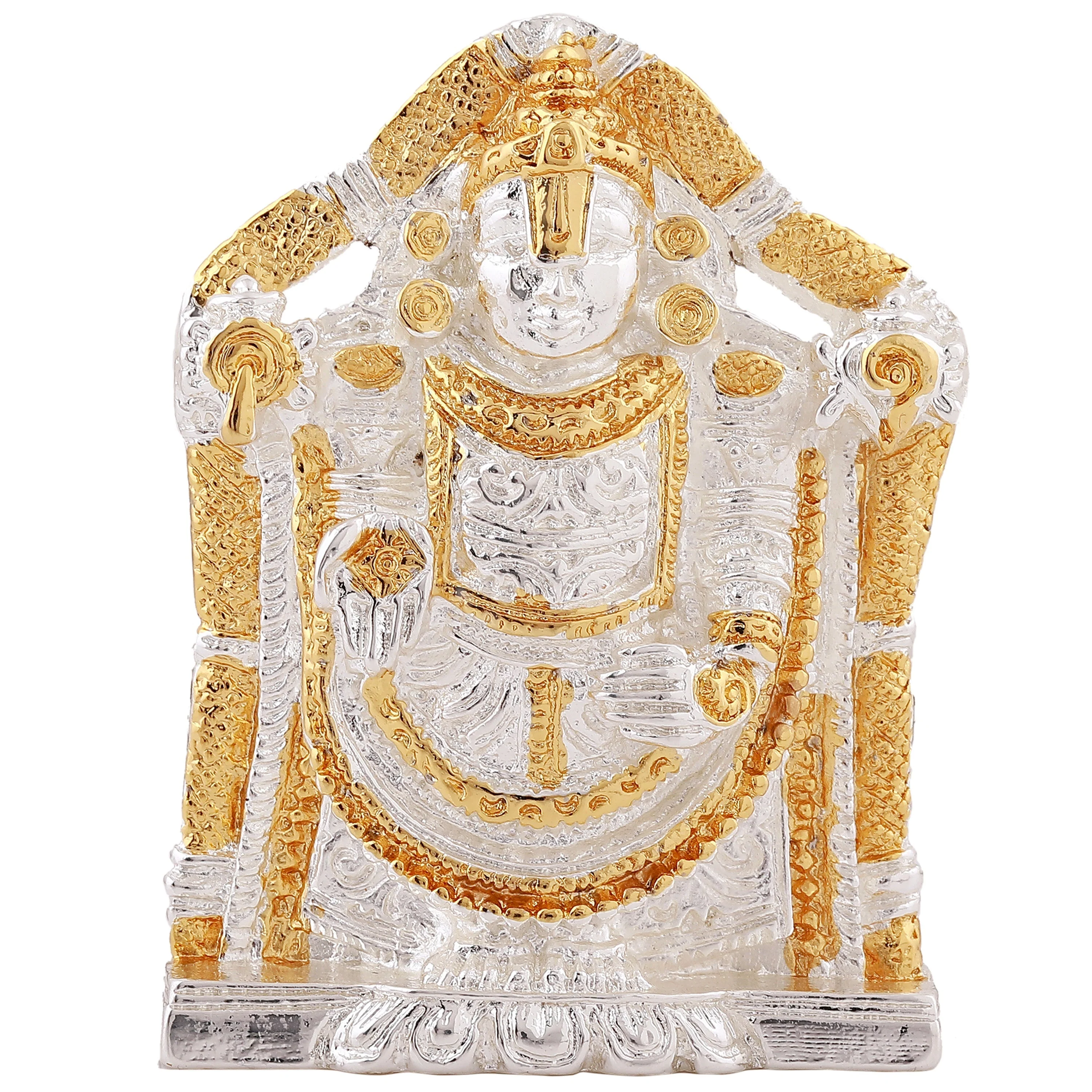 Estele Gold & Rhodium Plated Lord Tirupati Balaji Idol Showpiece For Pooja Mandir/ Home Decorative - Image 2
