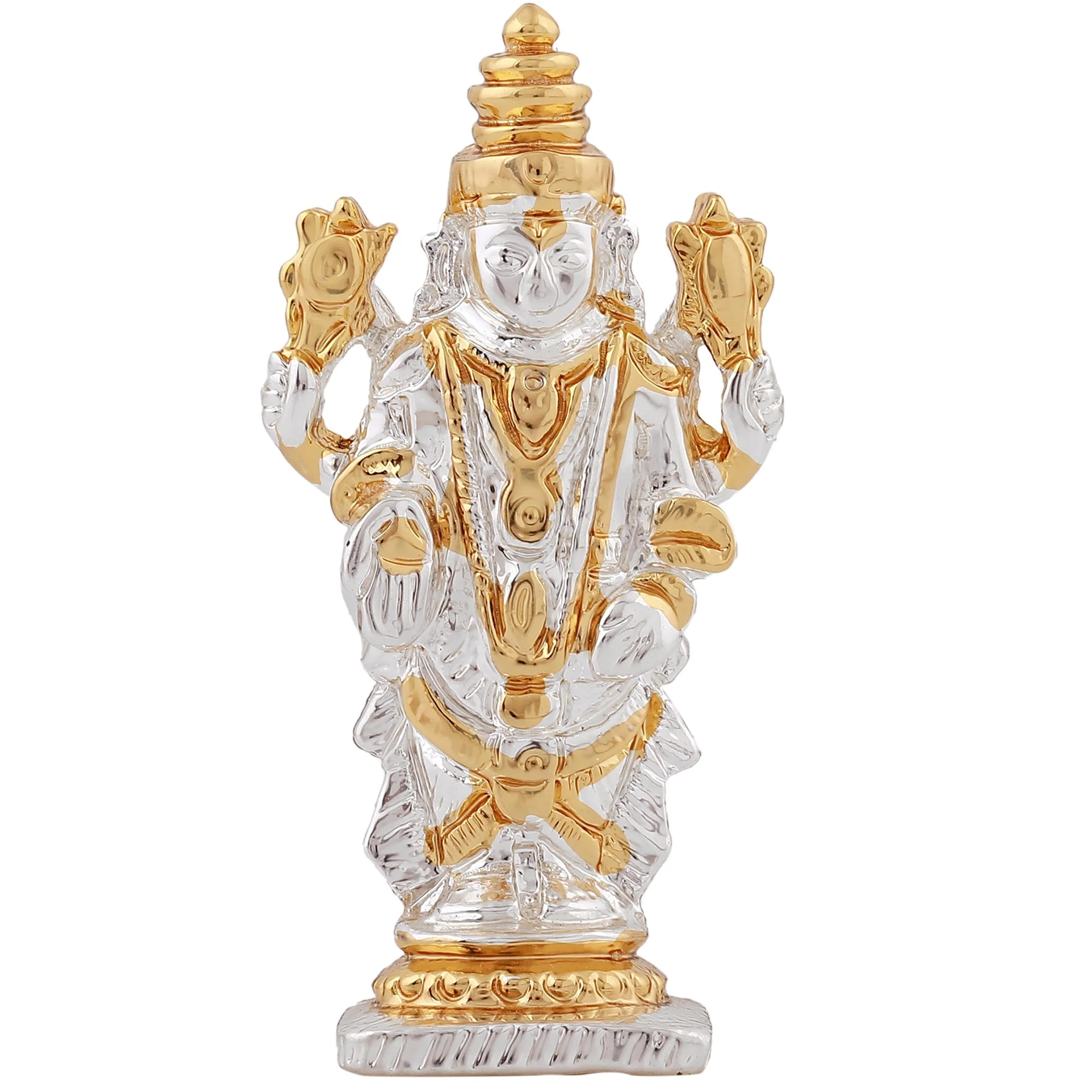 Estele Gold & Rhodium Plated Lord Tirupati Balaji Idol Showpiece For Pooja Mandir/ Home Decorative - Image 2